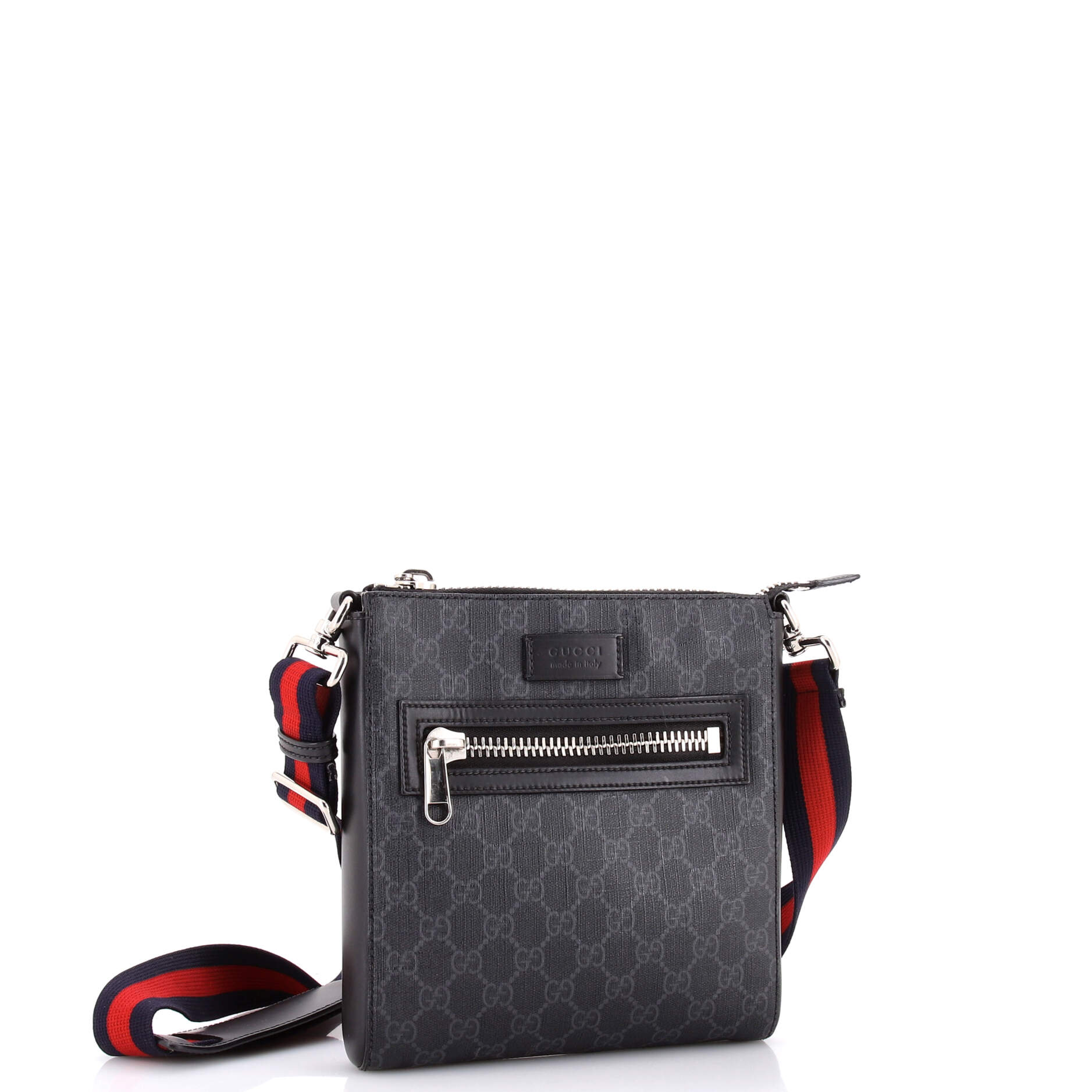 Web Strap Front Zip Messenger Bag GG Coated Canvas Small - Image 2