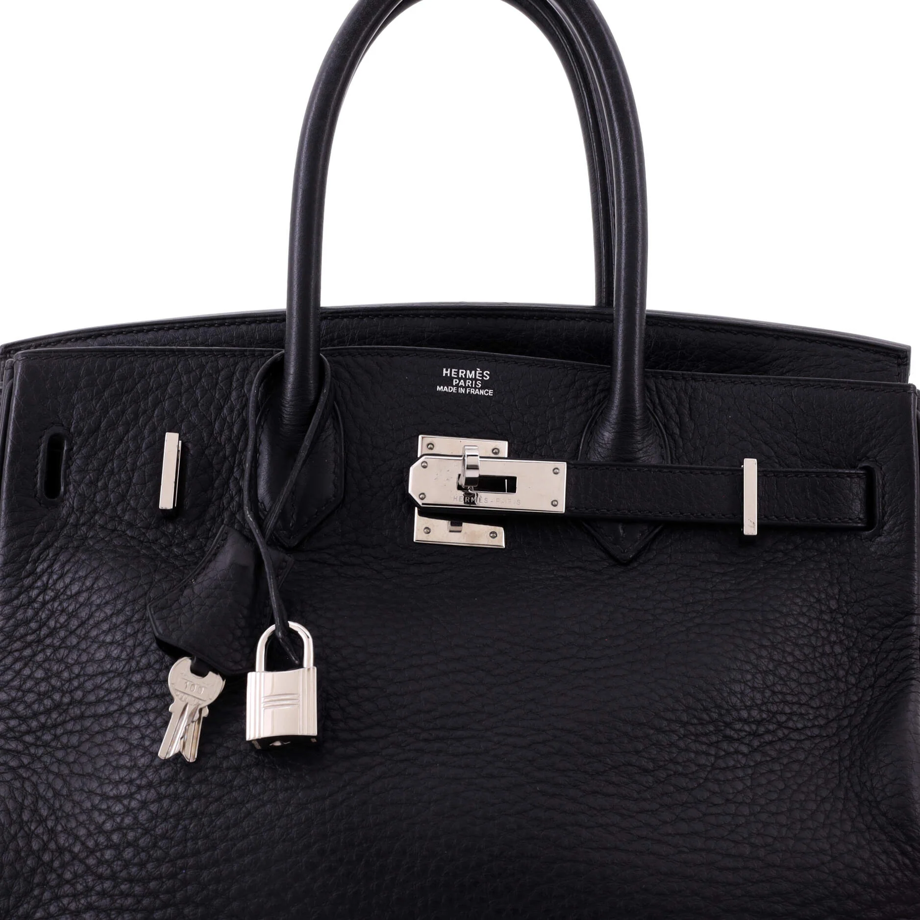 Birkin Handbag Noir Clemence with Palladium Hardware 30 - Image 6