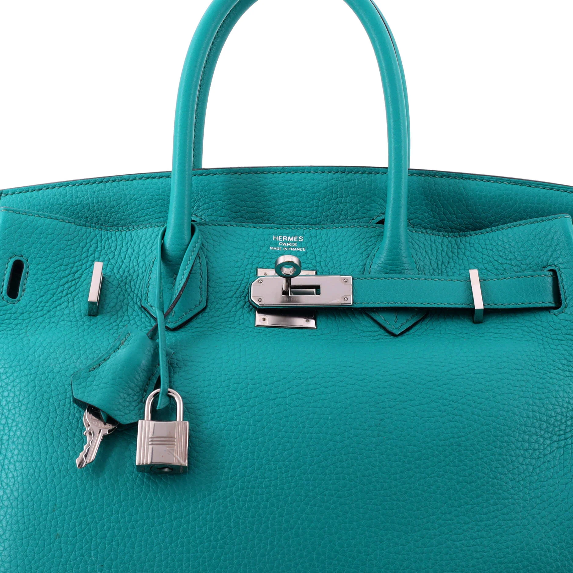 Birkin Handbag Bleu Paon Clemence with Palladium Hardware 30 - Image 5