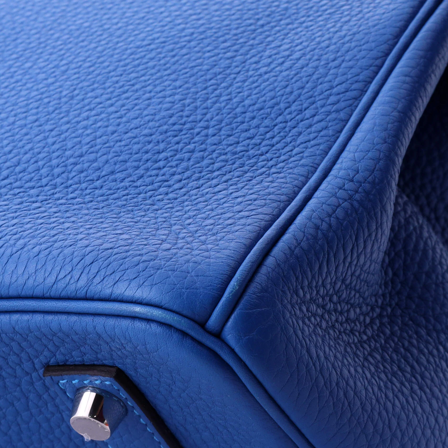 Birkin Handbag Mykonos Clemence with Palladium Hardware 35 - Image 8