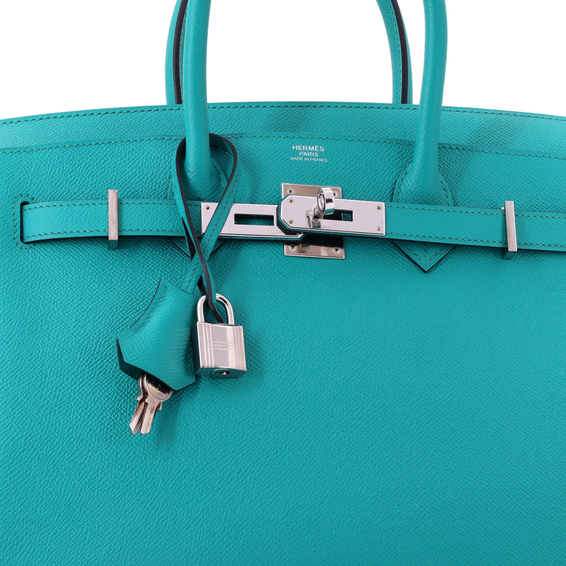 Birkin Handbag Bleu Paon Epsom with Palladium Hardware 30 - Image 7