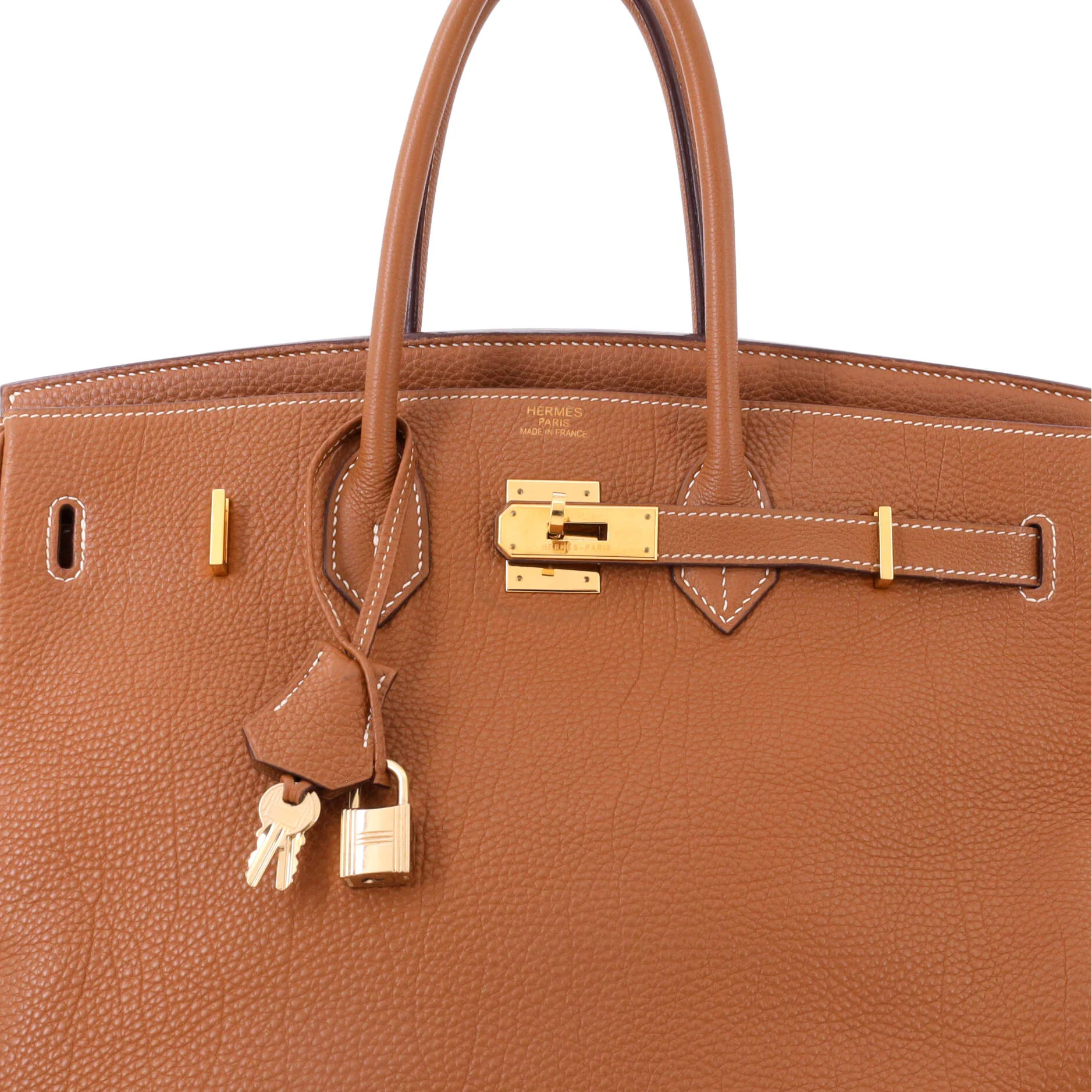 Birkin Handbag Gold Fjord with Gold Hardware 35 - Image 5
