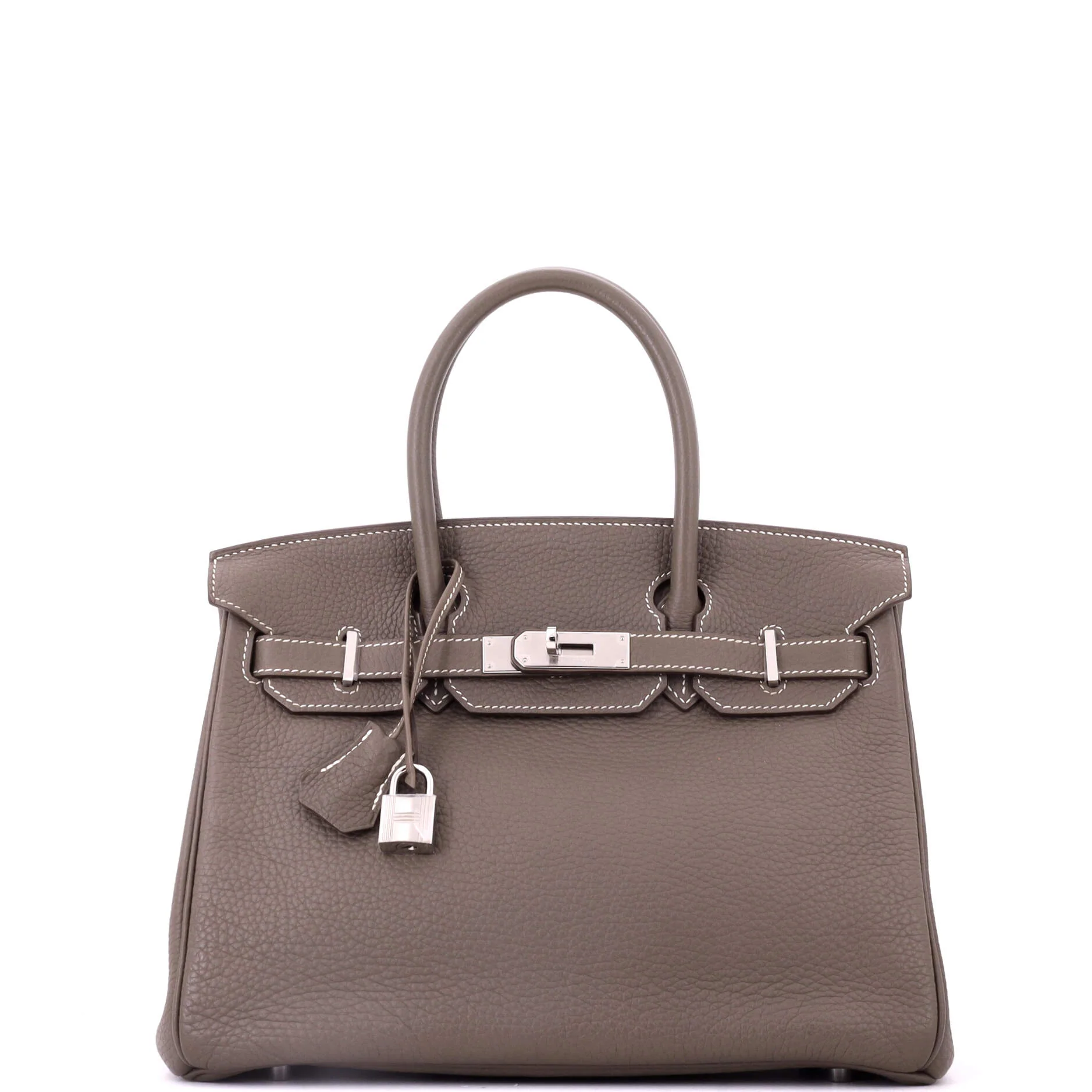 Birkin Handbag Grey Clemence with Palladium Hardware 30