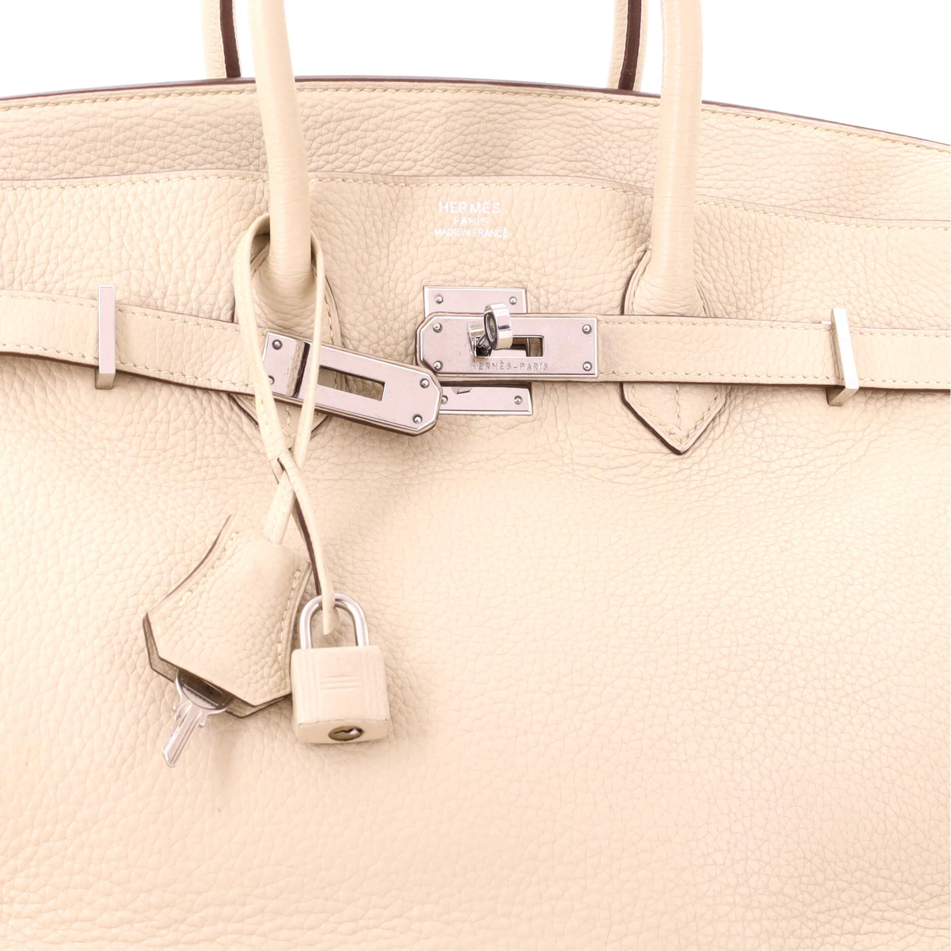 Birkin Handbag Light Clemence with Palladium Hardware 35 - Image 7