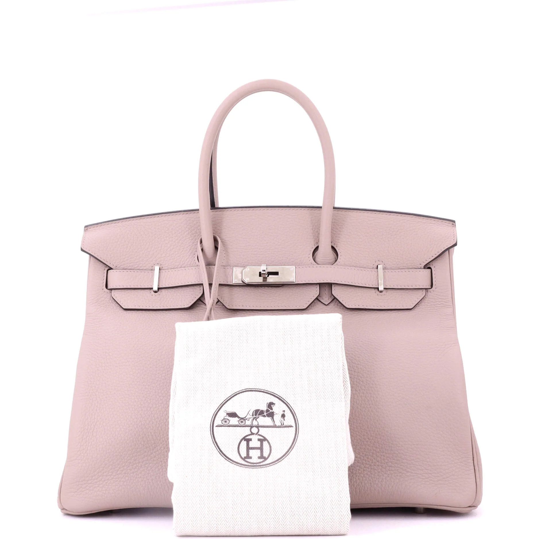 Birkin Handbag Glycine Clemence with Palladium Hardware 35 - Image 2