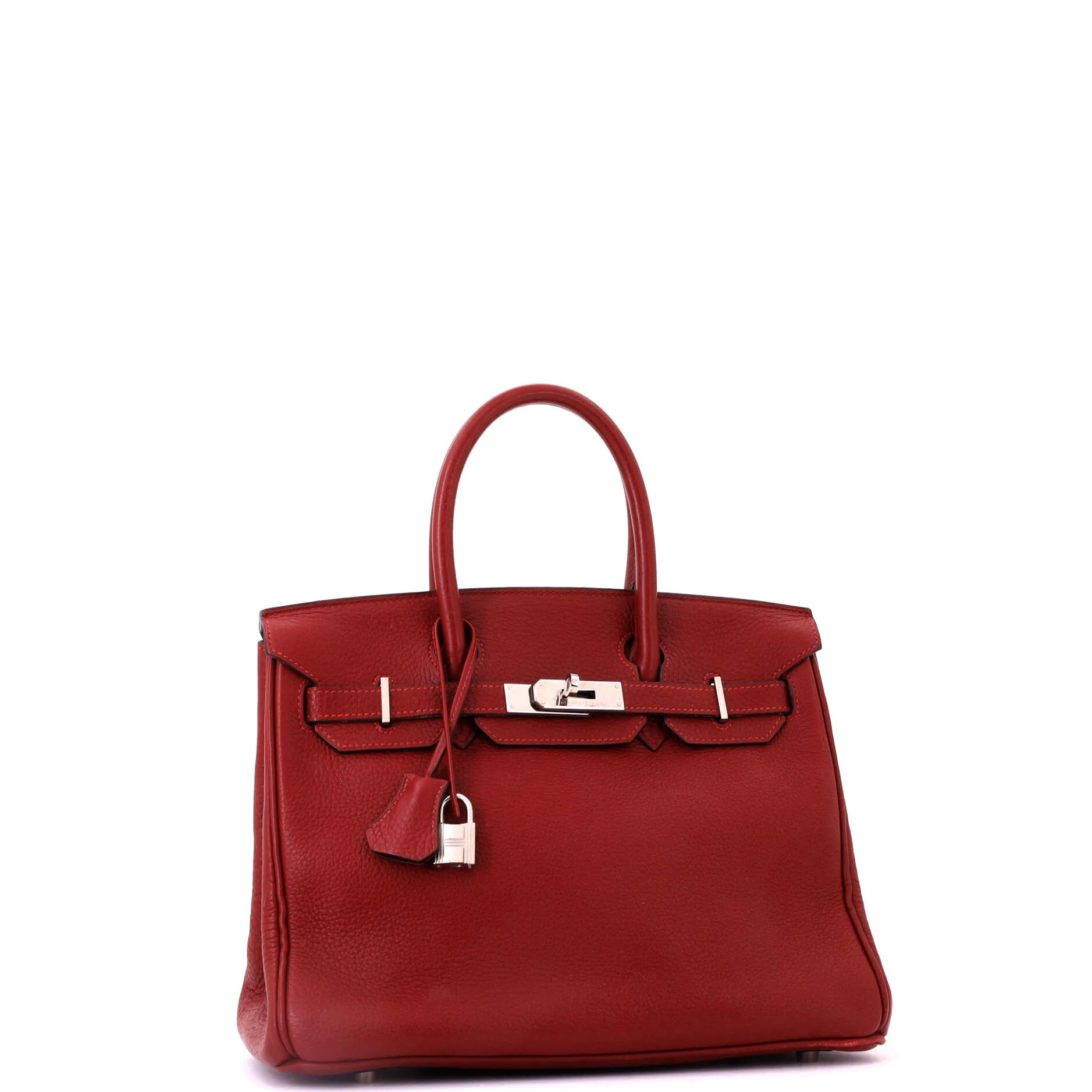 Birkin Handbag Rouge H Clemence with Palladium Hardware 30 - Image 3