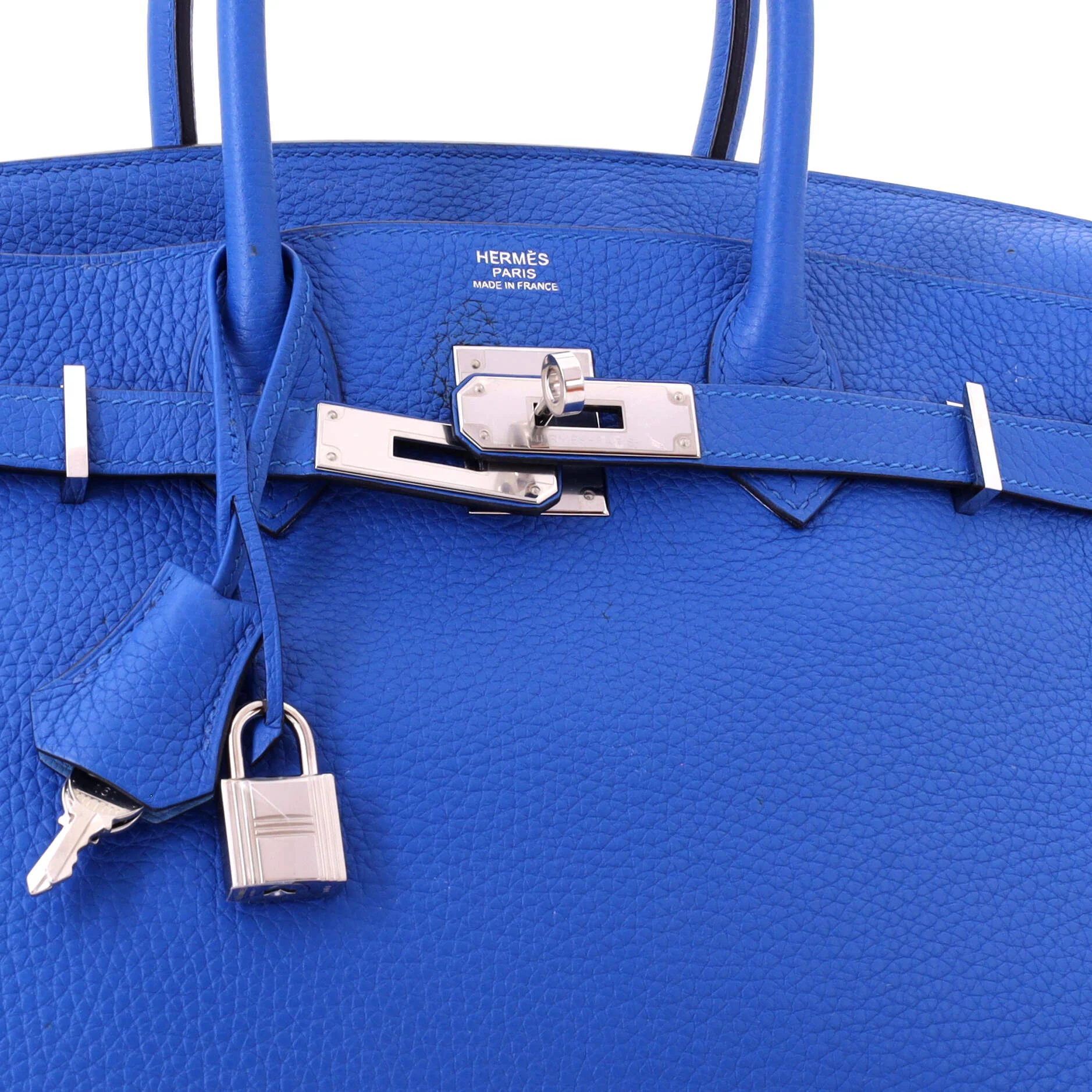 Birkin Handbag Verso Clemence with Palladium Hardware 30 - Image 6