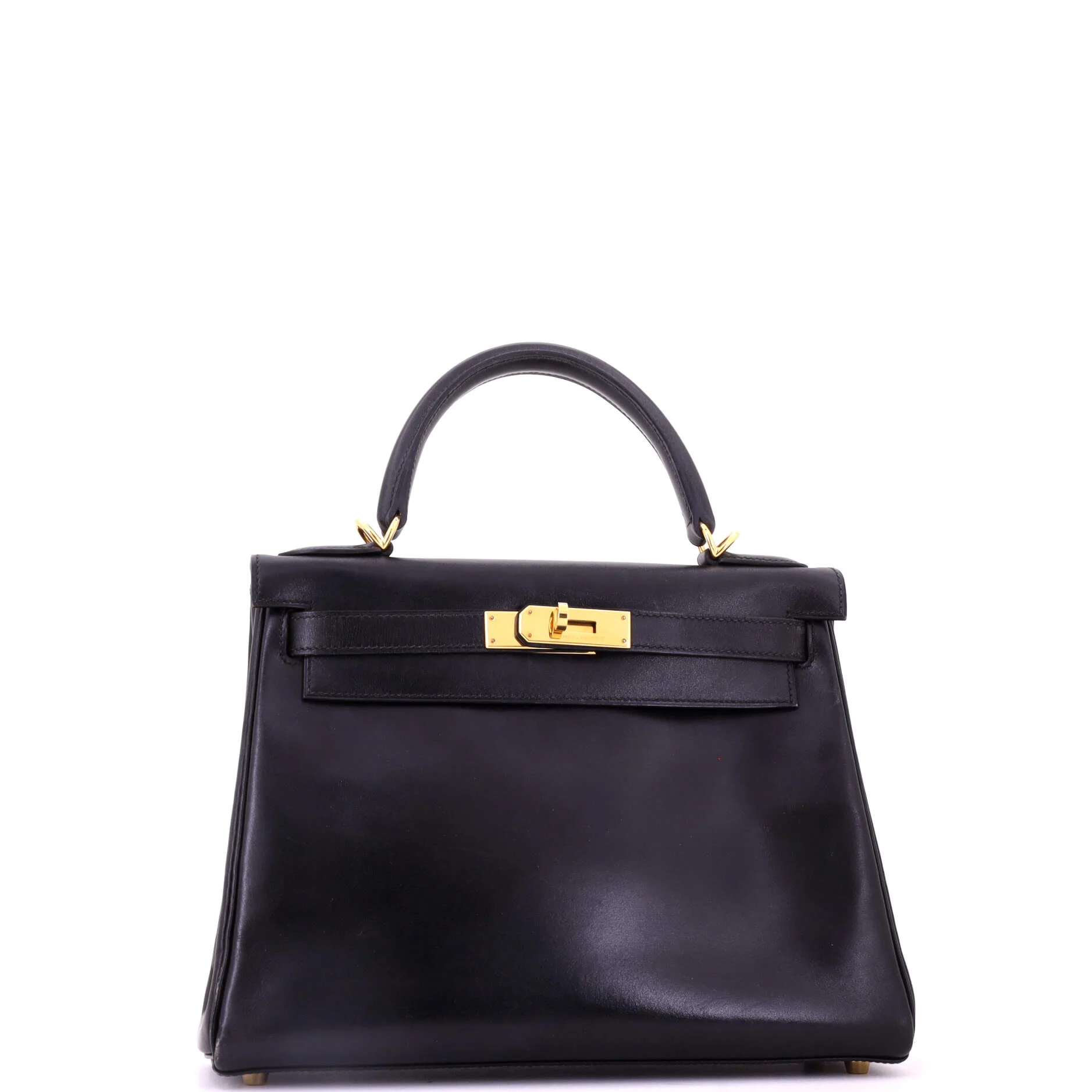 Kelly Handbag Noir Box Calf with Gold Hardware 28 - Image 2