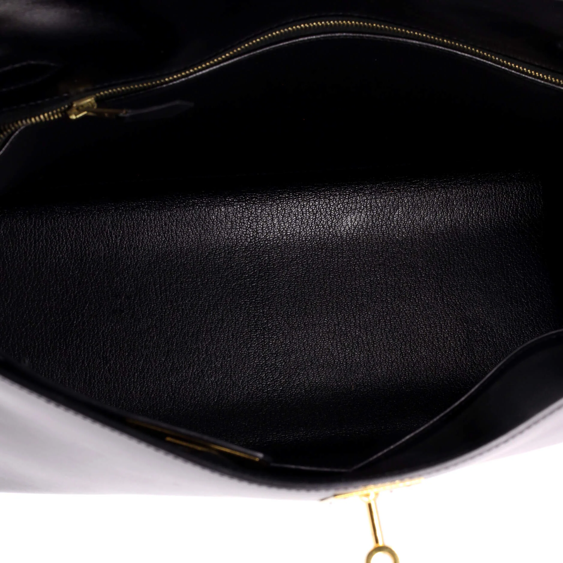 Kelly Handbag Noir Box Calf with Gold Hardware 32 - Image 7