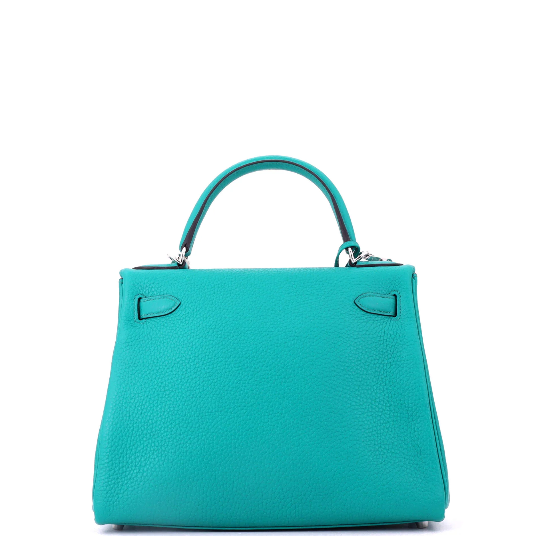 Kelly Handbag Bleu Paon Clemence with Palladium Hardware 28 - Image 4
