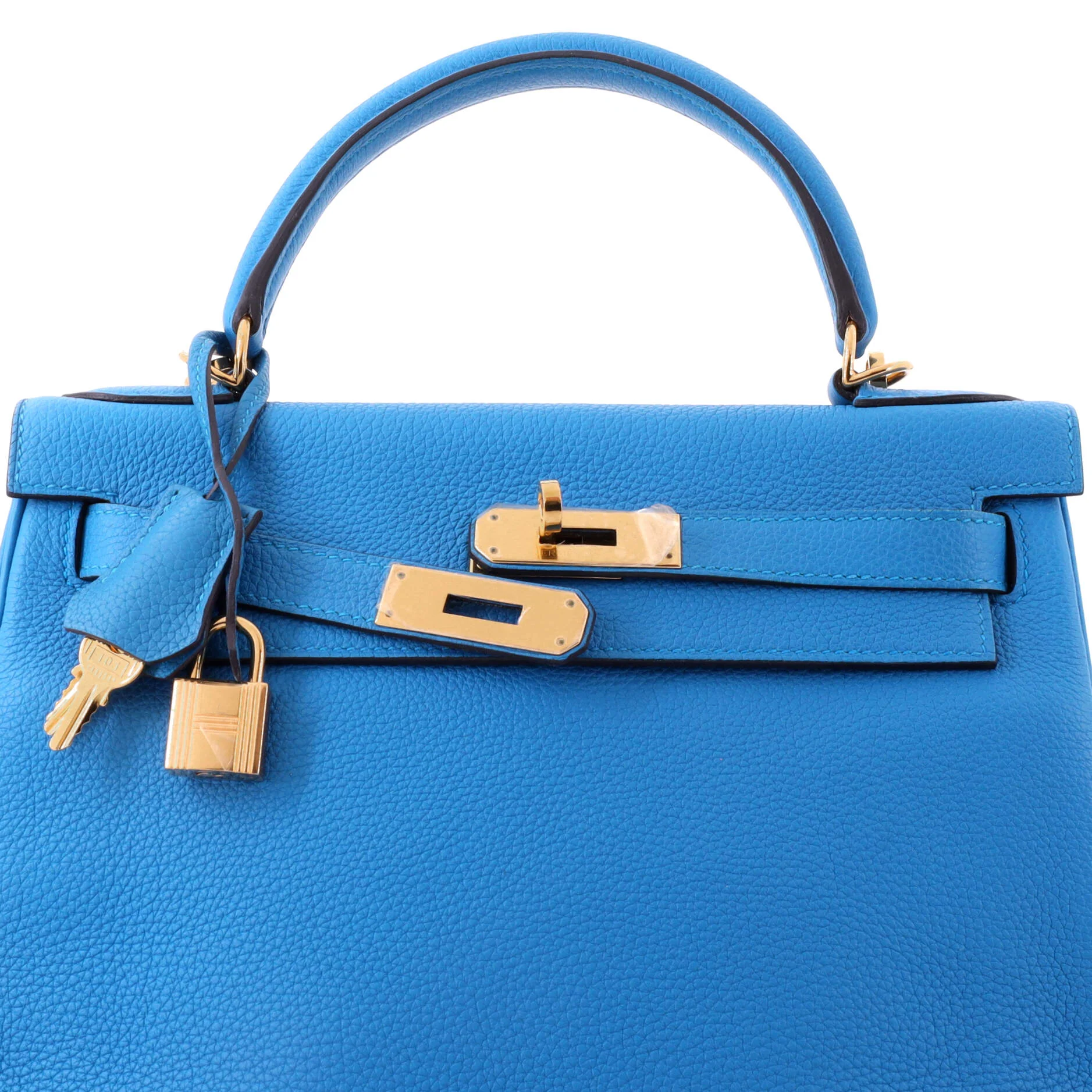 Kelly Handbag Bleu Zanzibar Togo with Gold Hardware 28 - Image 6