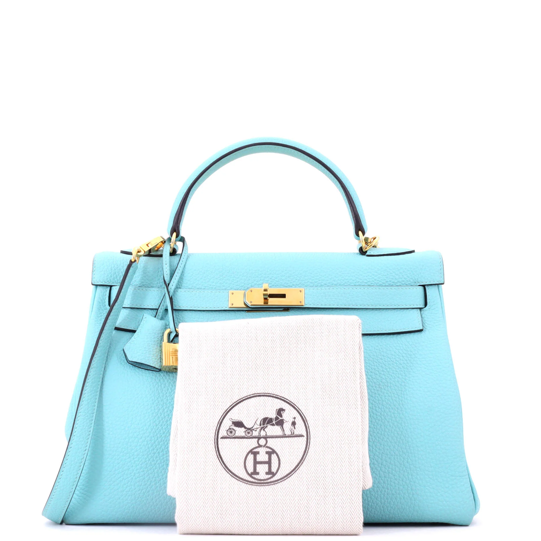 Kelly Handbag Bleu Atoll Togo with Gold Hardware 32 - Image 2