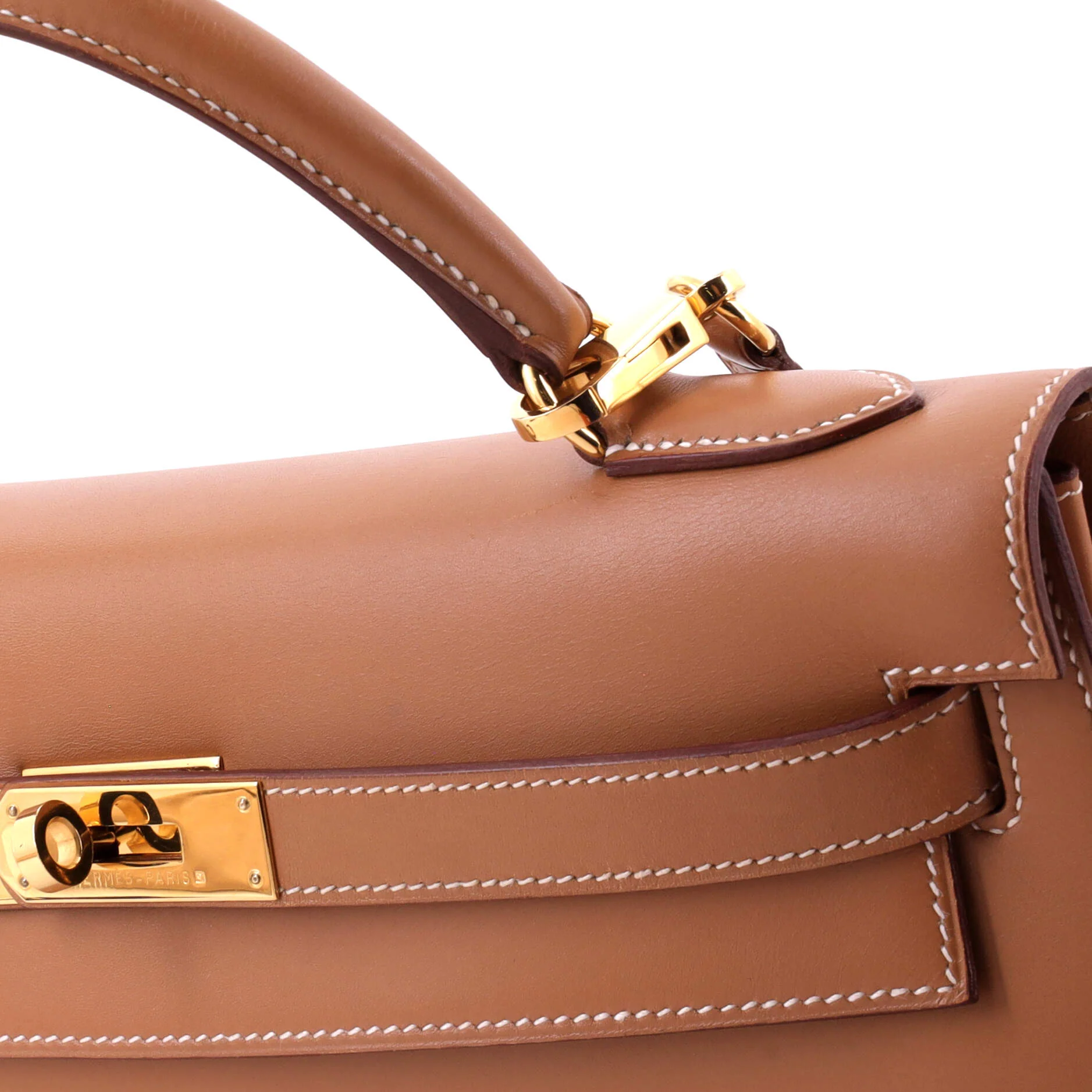 Kelly Handbag Natural Chamonix with Gold Hardware 32 - Image 8