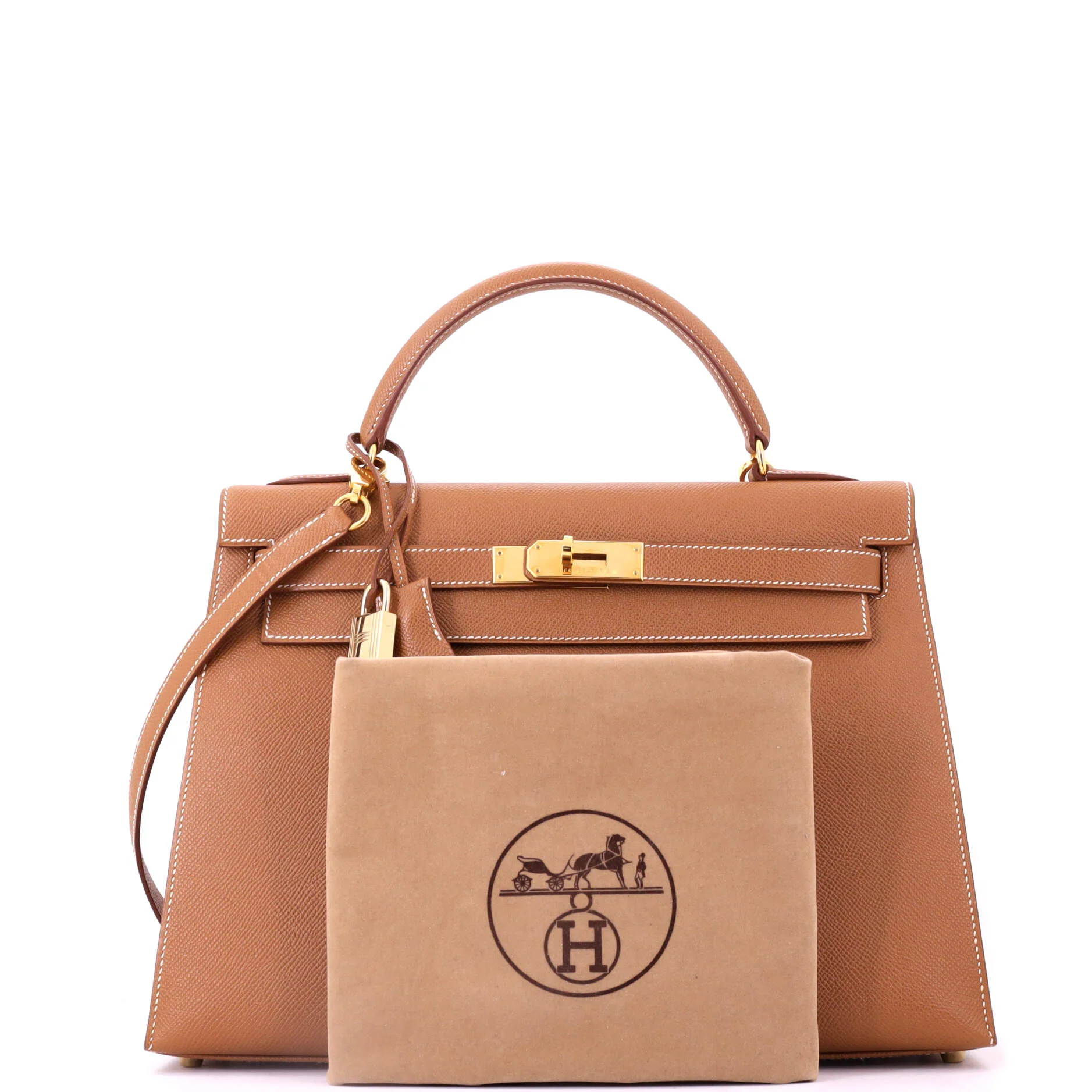 Kelly Handbag Gold Courchevel with Gold Hardware 32 - Image 2