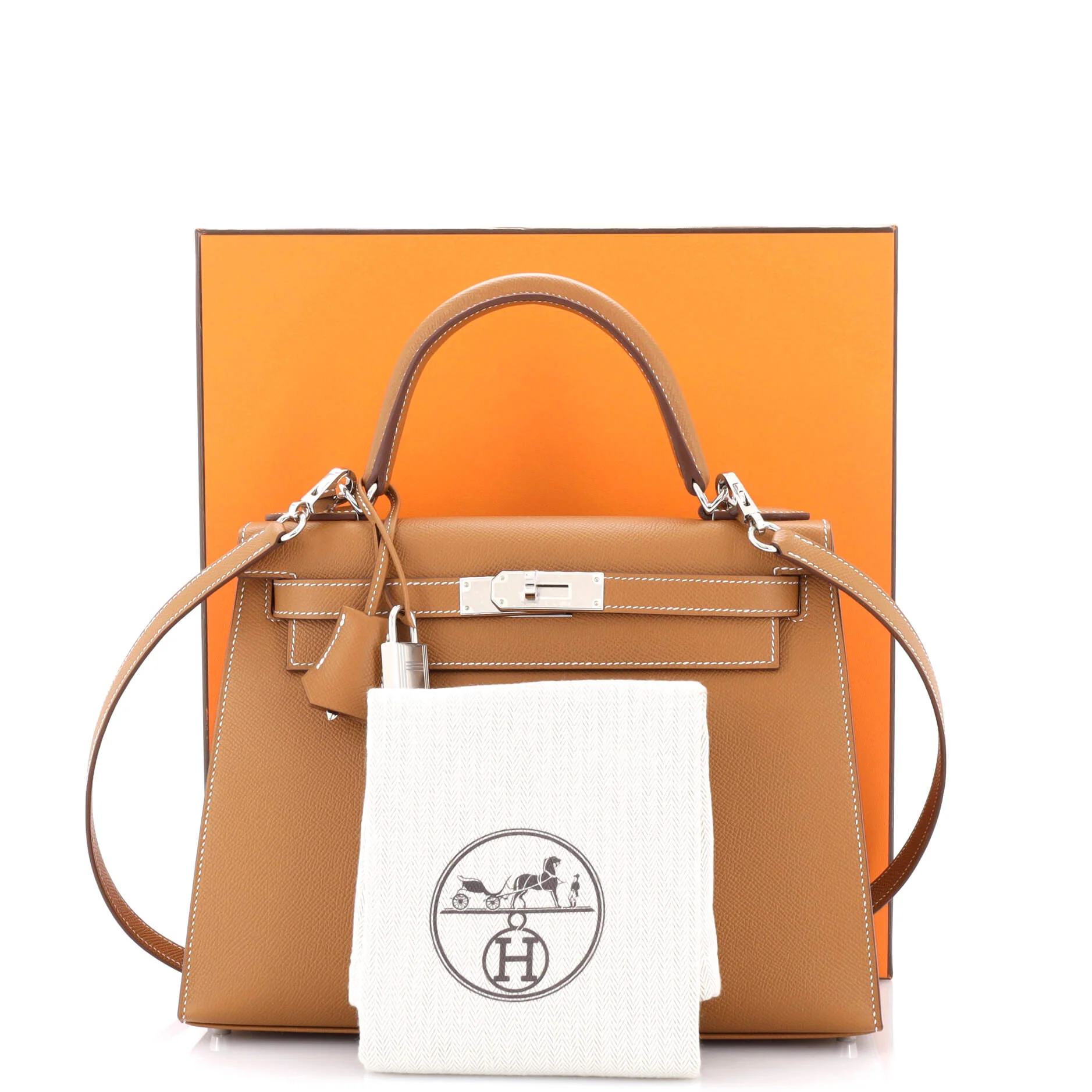 Kelly Handbag Gold Epsom with Palladium Hardware 28 - Image 2