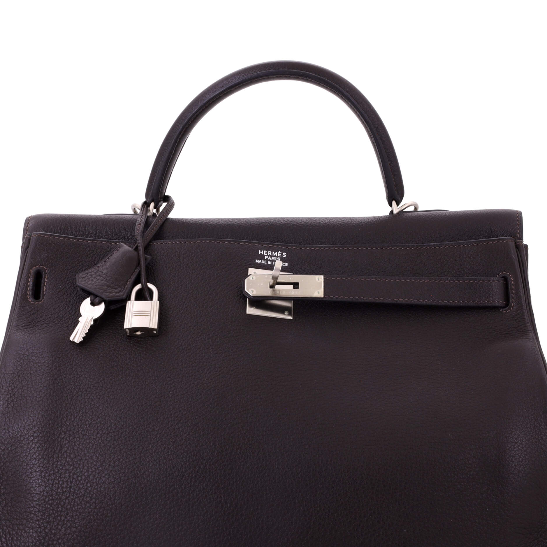 Kelly Handbag Havane Togo with Brushed Palladium Hardware 35 - Image 7