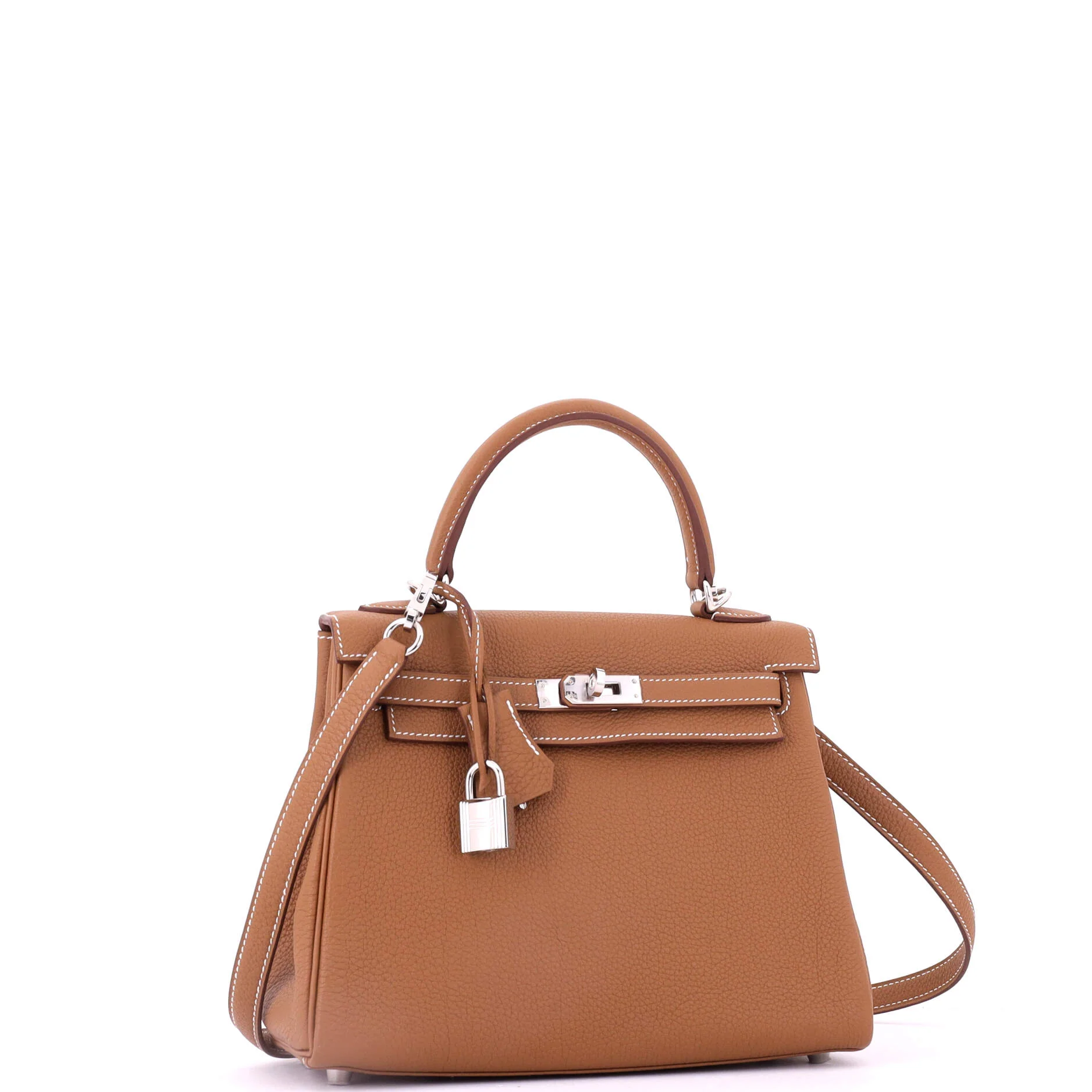 Kelly Handbag Gold Togo with Palladium Hardware 25 - Image 3