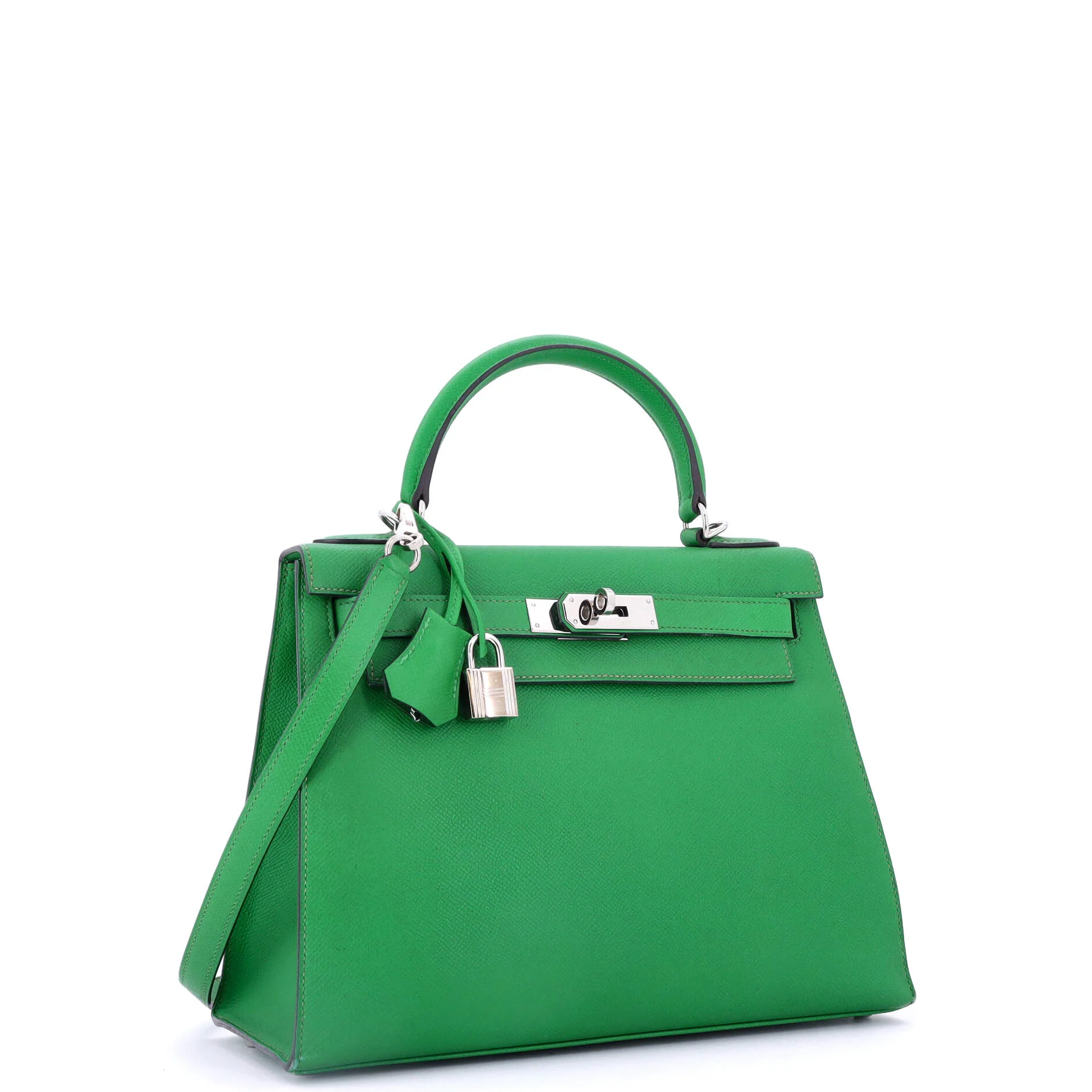 Kelly Handbag Bamboo Epsom with Palladium Hardware 28 - Image 2
