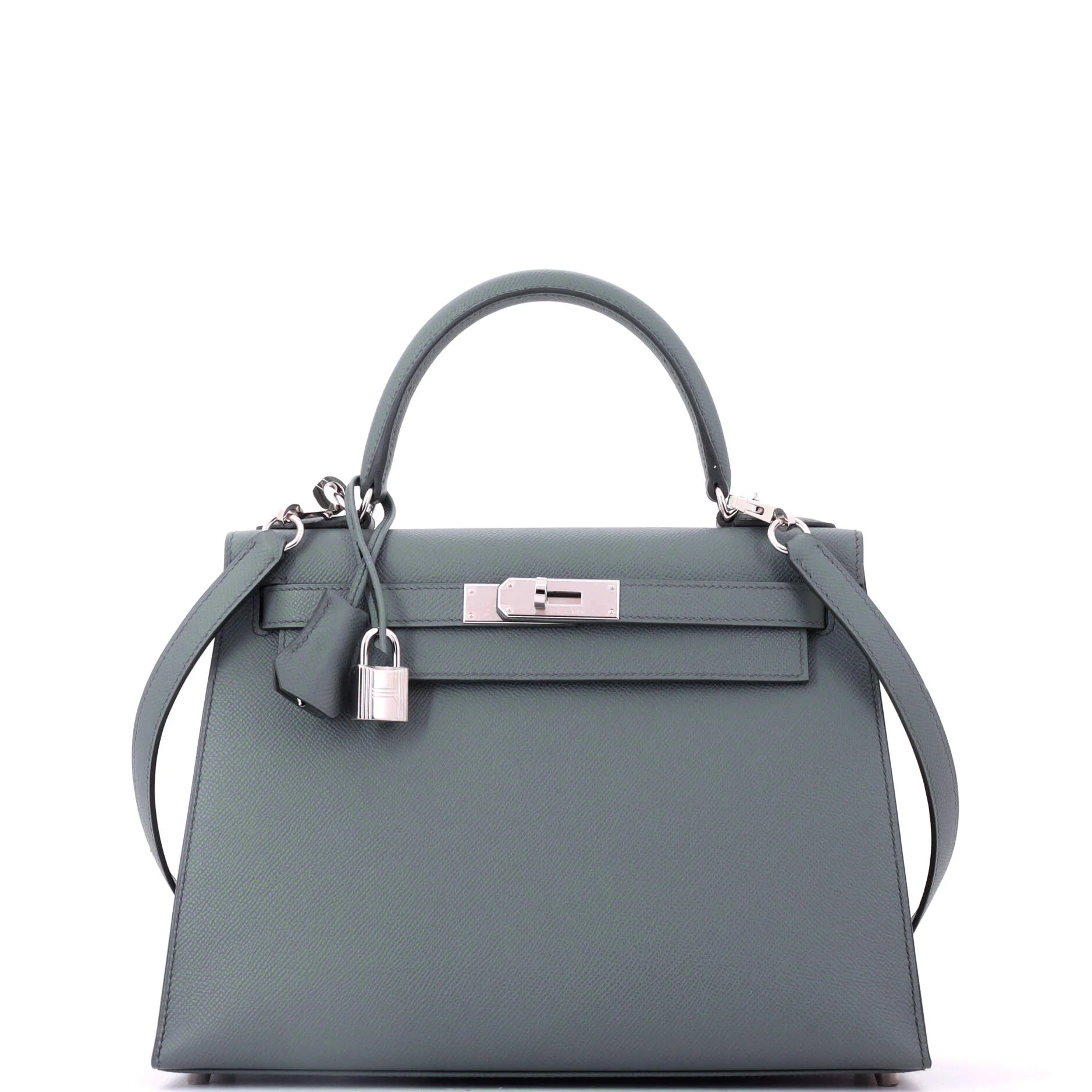 Kelly Handbag Vert Amande Epsom with Palladium Hardware 28