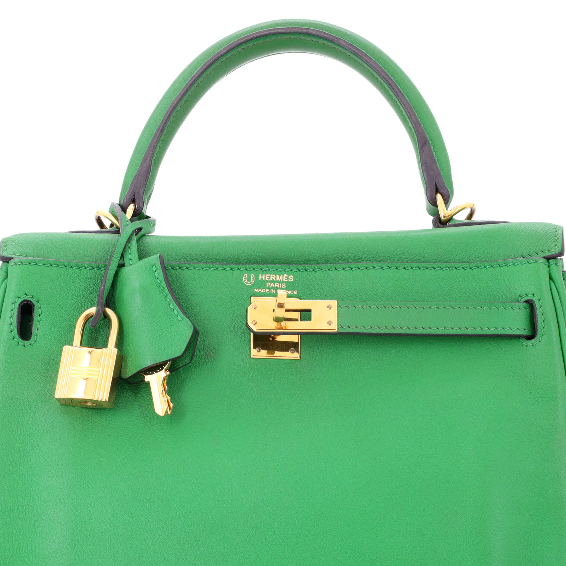 Kelly Handbag Bamboo Swift with Gold Hardware 25 - Image 7