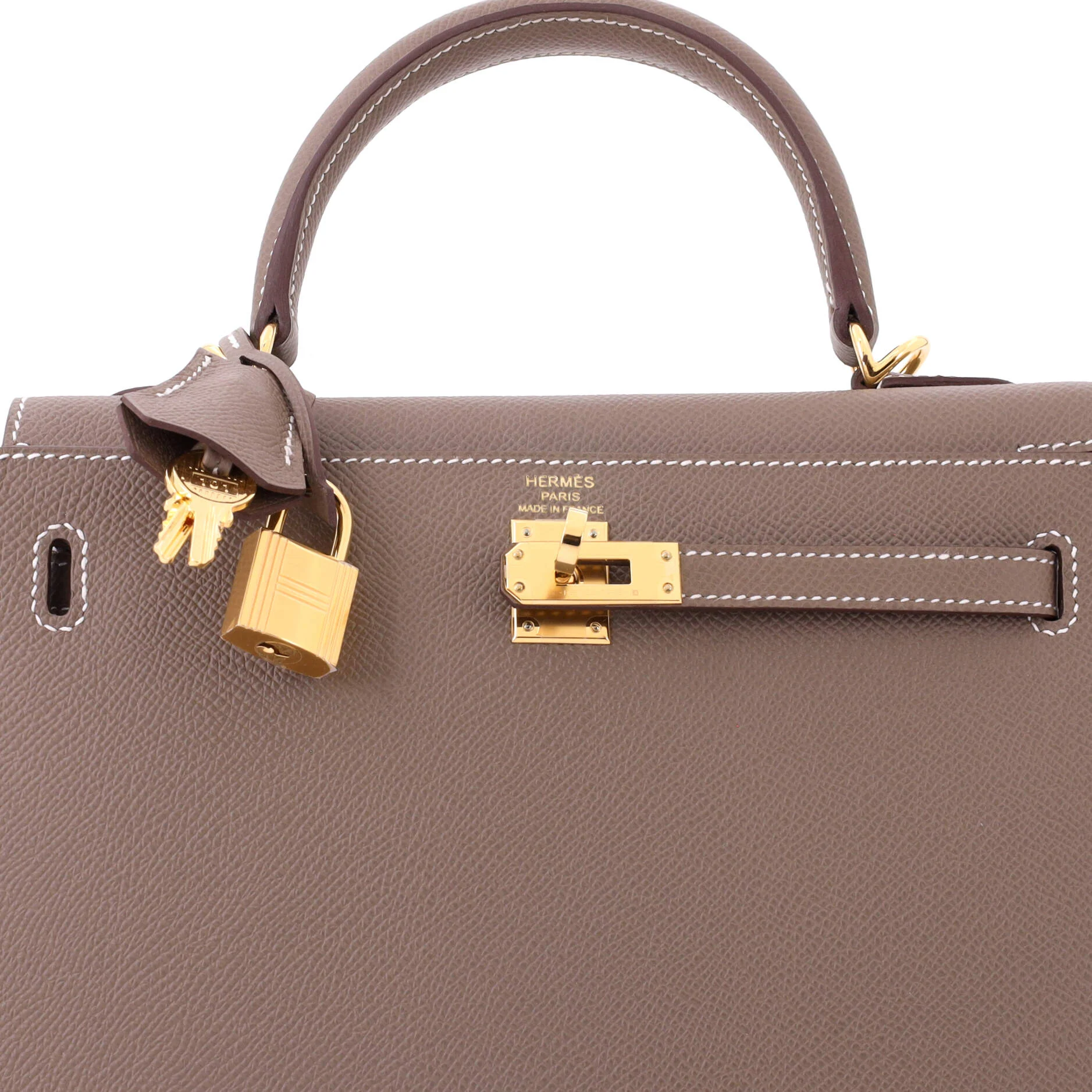Kelly Handbag Grey Epsom with Gold Hardware 25 - Image 6