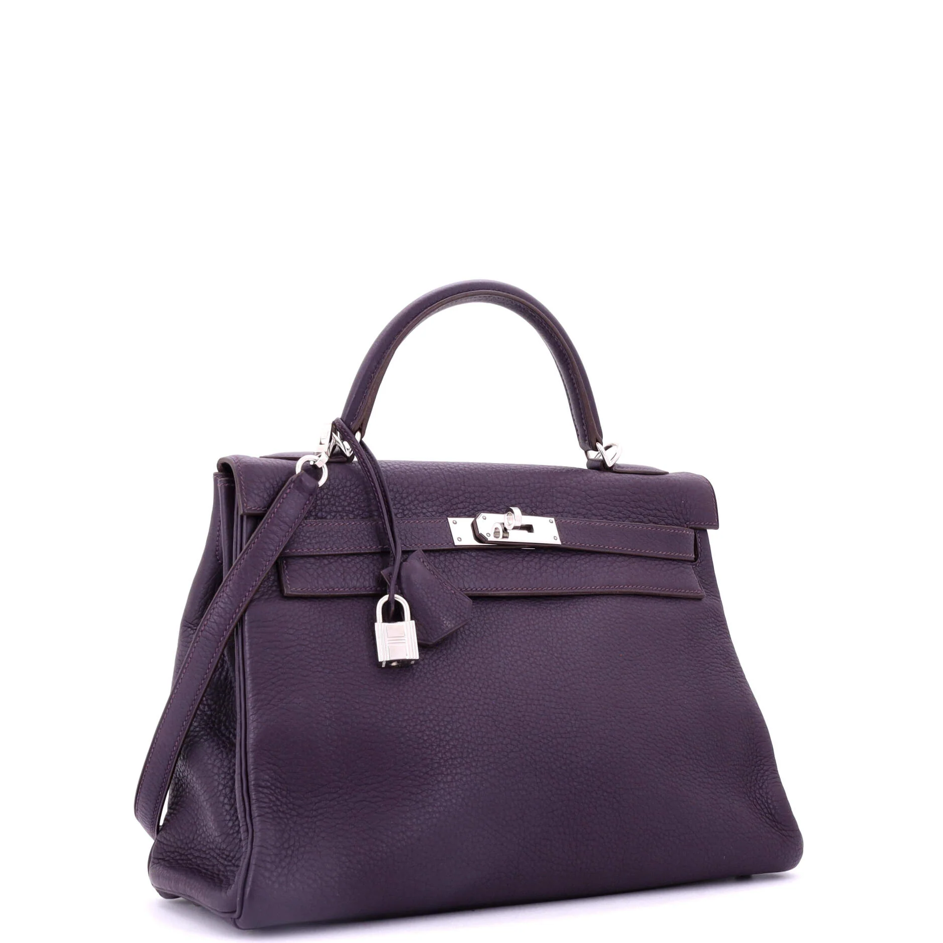 Kelly Handbag Cassis Clemence with Palladium Hardware 32 - Image 3