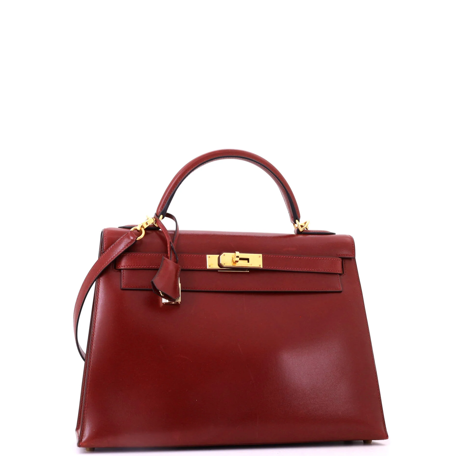 Kelly Handbag Rouge H Box Calf with Gold Hardware 32 - Image 2