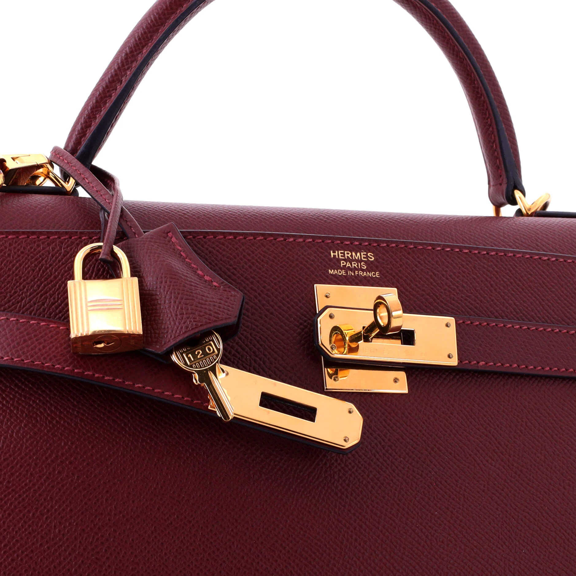 Kelly Handbag Rouge H Epsom with Gold Hardware 32 - Image 6