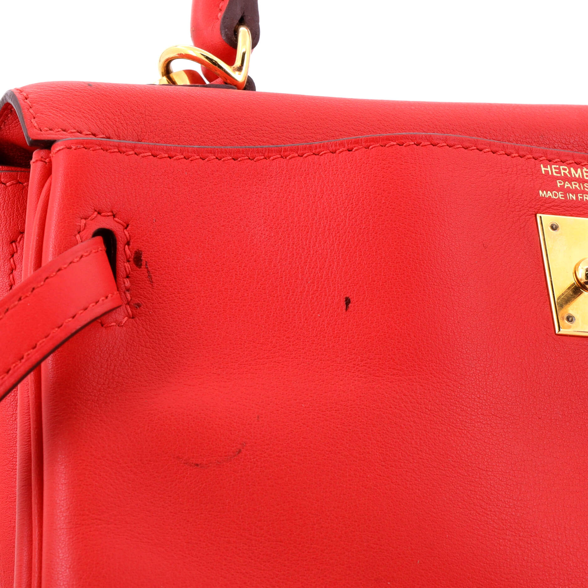 Kelly Handbag Rouge Tomate Swift with Gold Hardware 25 - Image 7