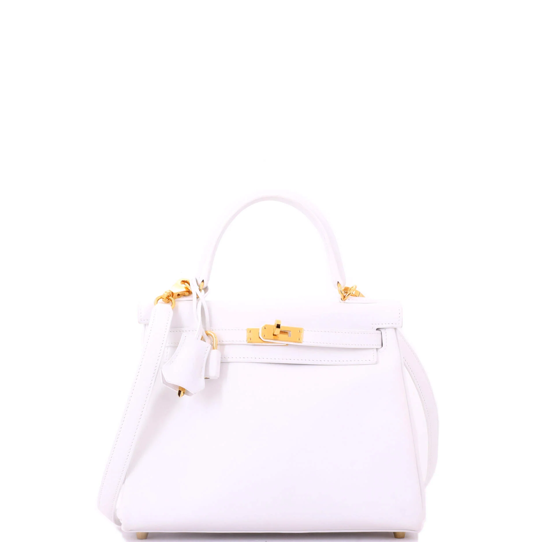 Kelly Handbag New White Swift with Gold Hardware 25