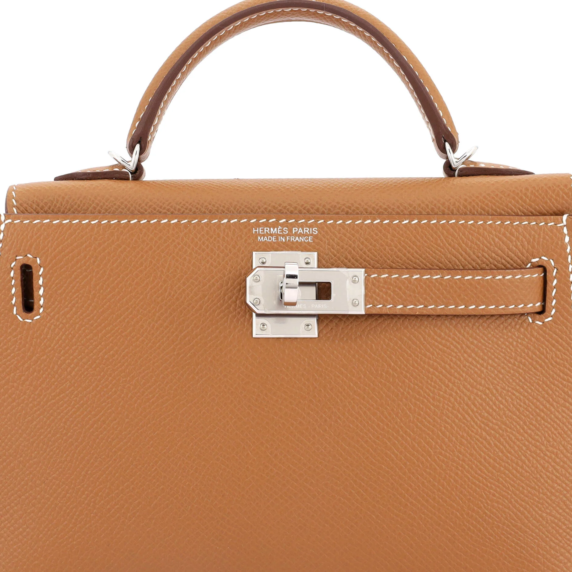 Kelly Mini II Bag Gold Epsom with Palladium Hardware 20 - Image 7