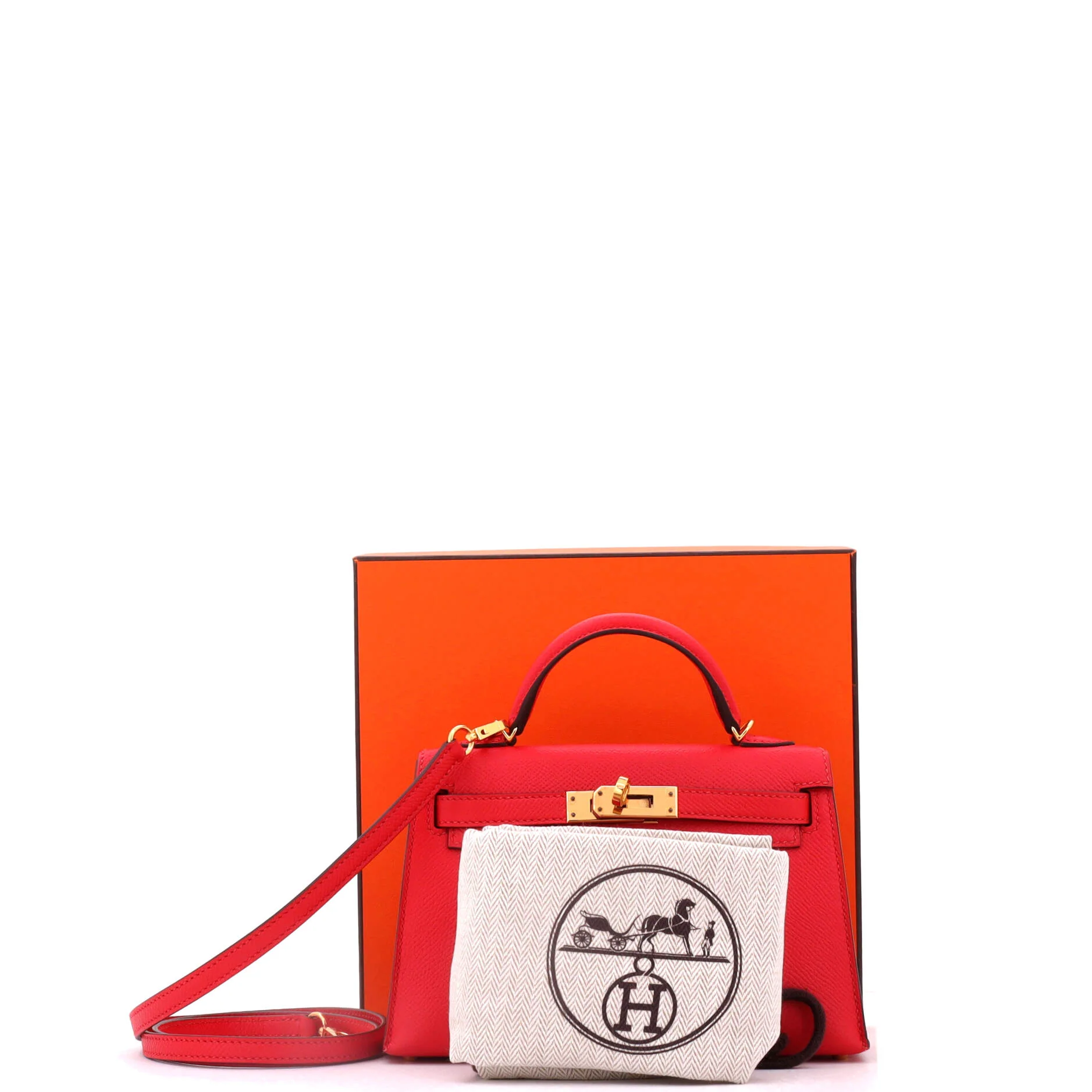 Kelly Mini II Bag Rouge Tomate Epsom with Gold Hardware 20 - Image 2