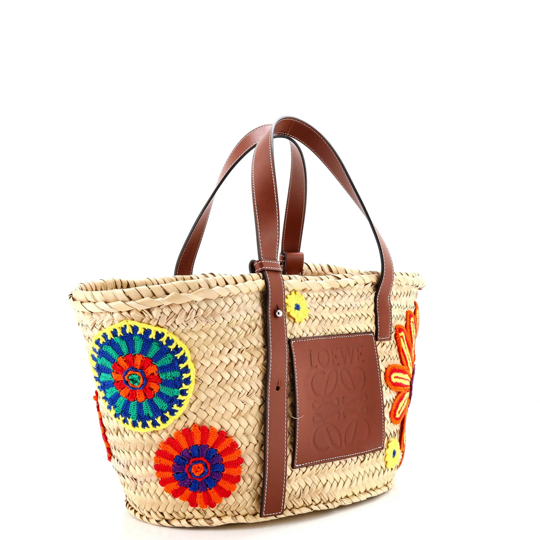 Basket Tote Woven Raffia with Applique Medium - Image 2