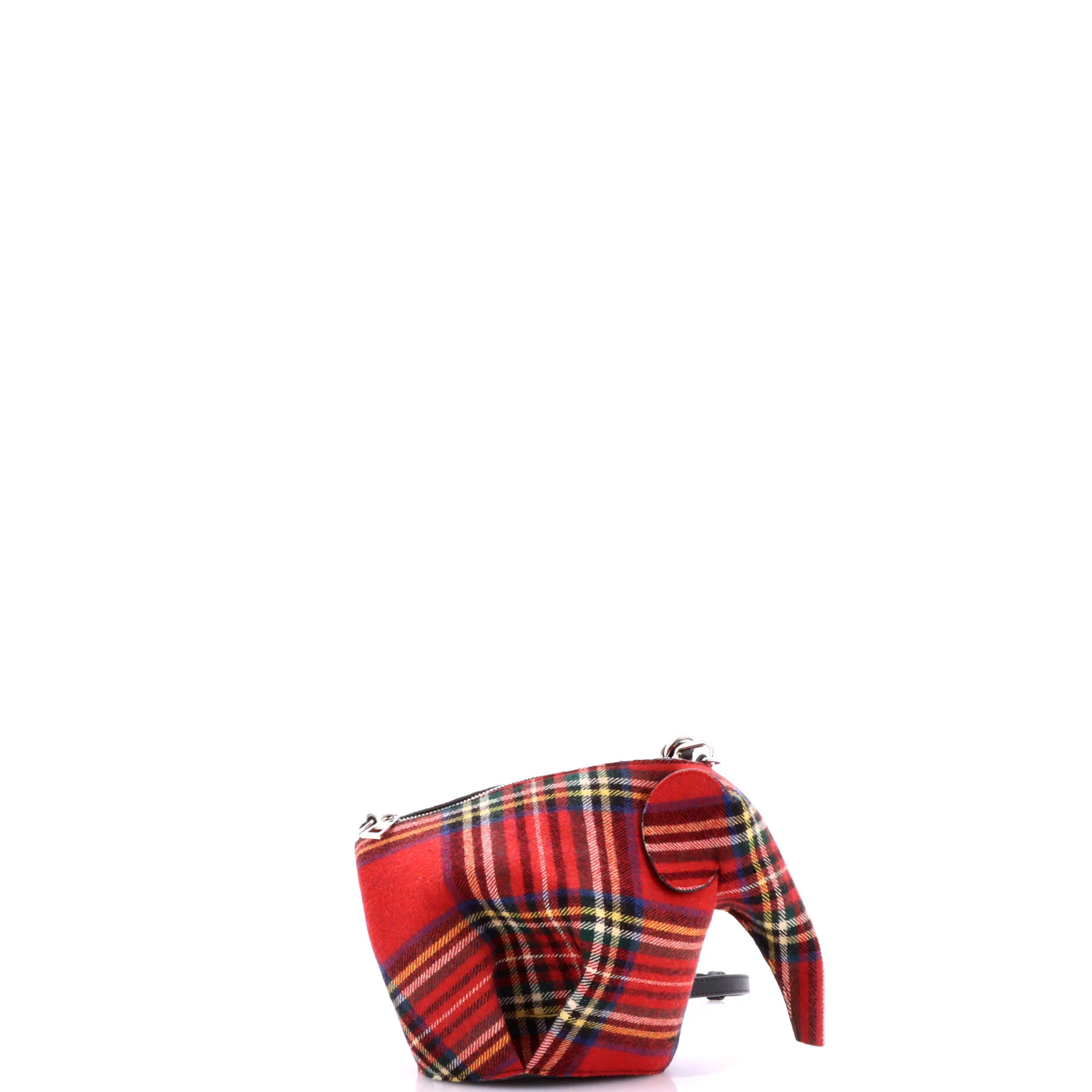 Elephant Crossbody Bag Tartan Wool and Leather Mini - Image 3