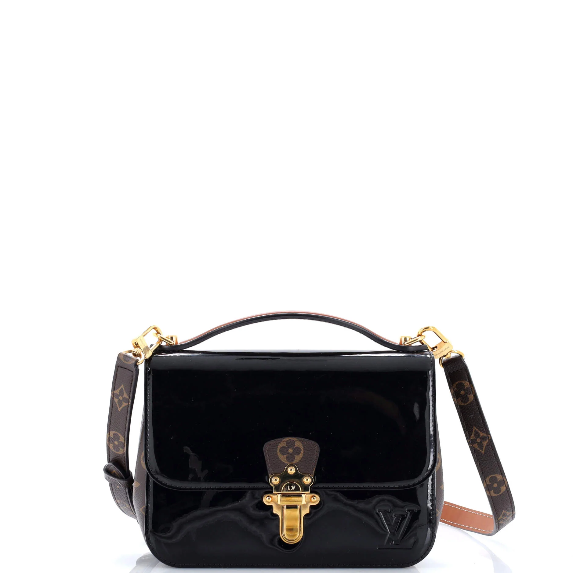 Cherrywood Handbag Vernis with Monogram Canvas BB
