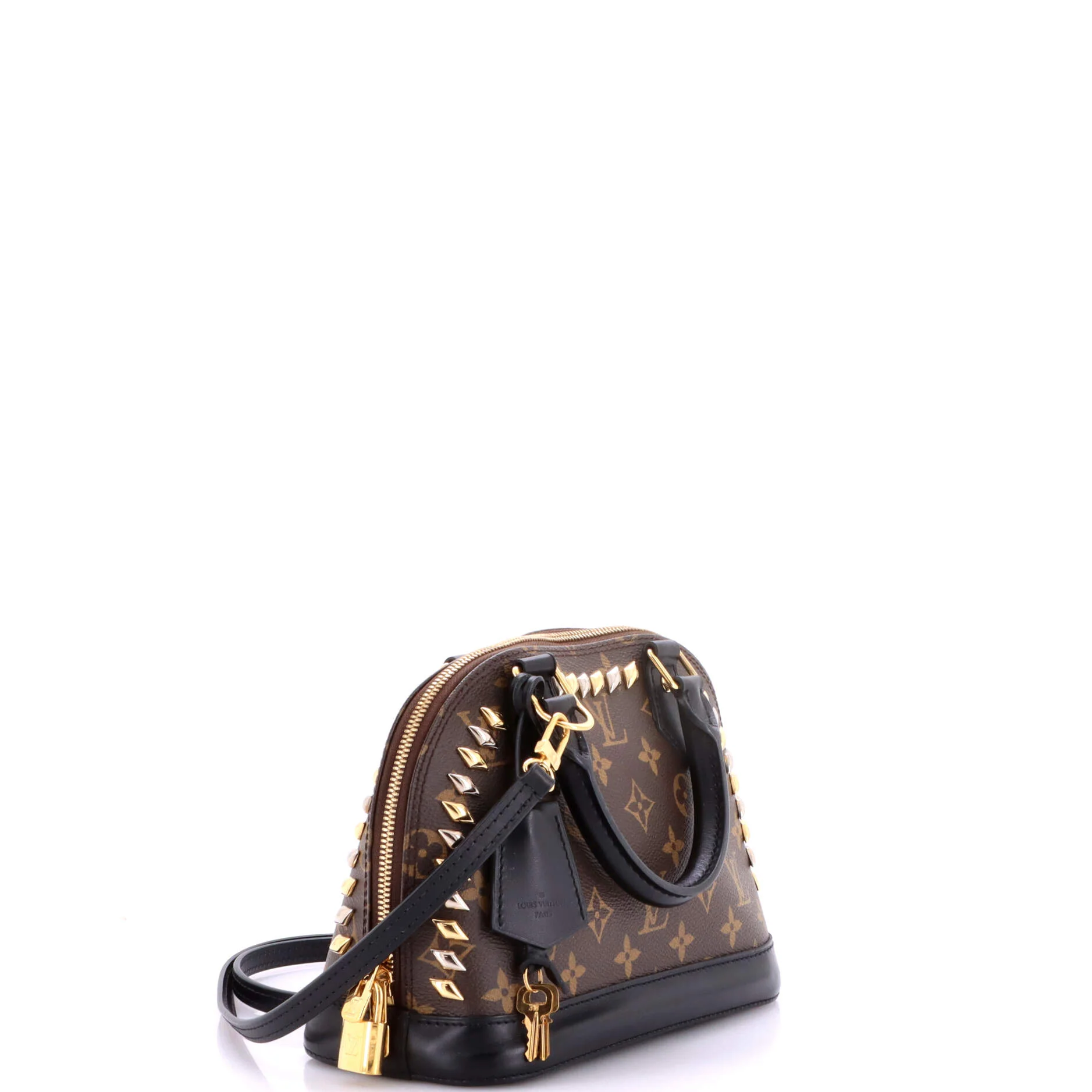 Metal Stones Alma Handbag Studded Monogram Canvas BB - Image 2