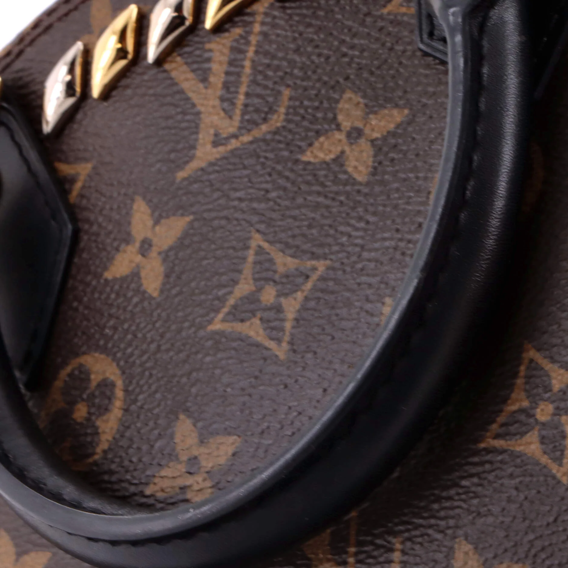 Metal Stones Alma Handbag Studded Monogram Canvas BB - Image 7