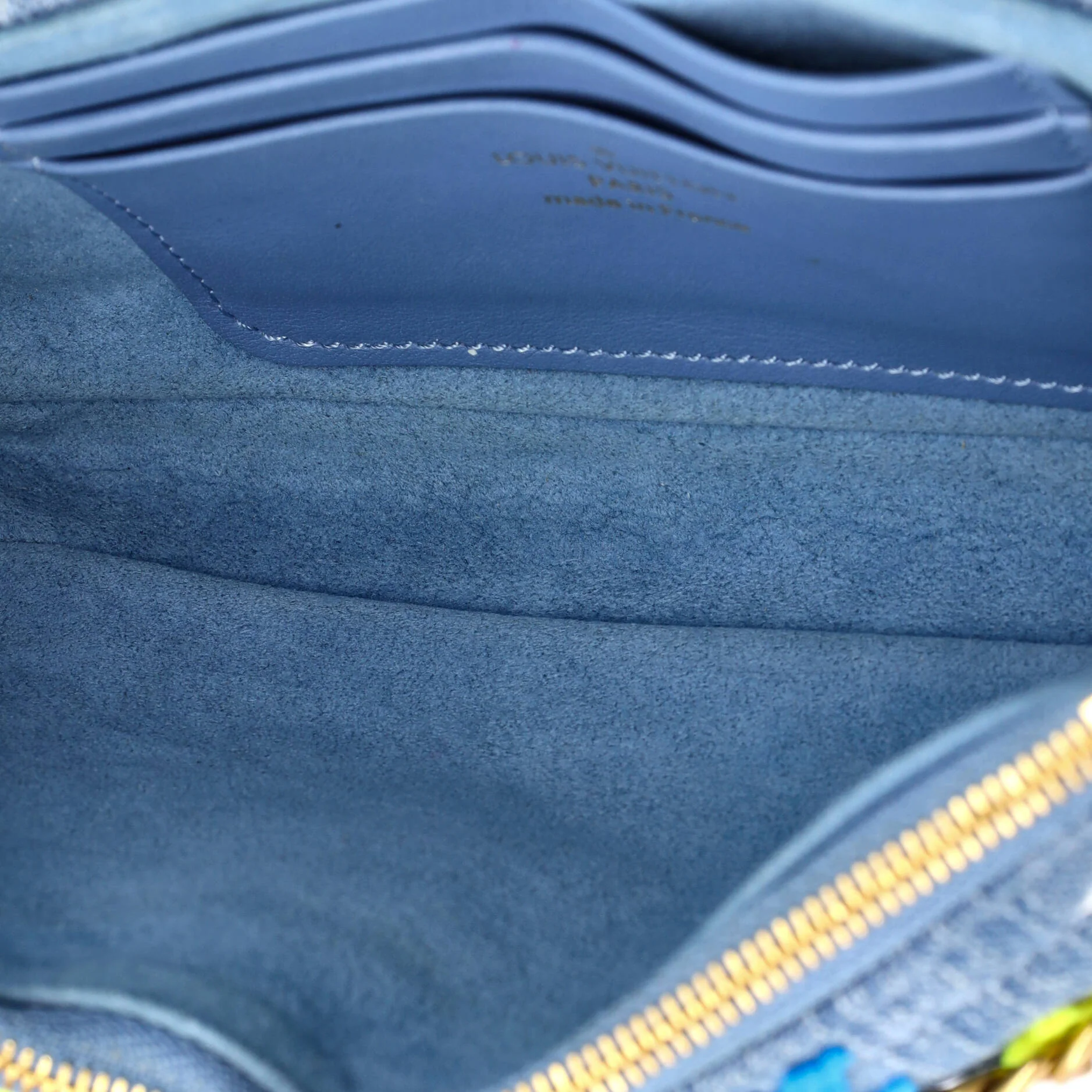 New Wave Chain Pochette Monogram Embroidered Quilted Denim - Image 5