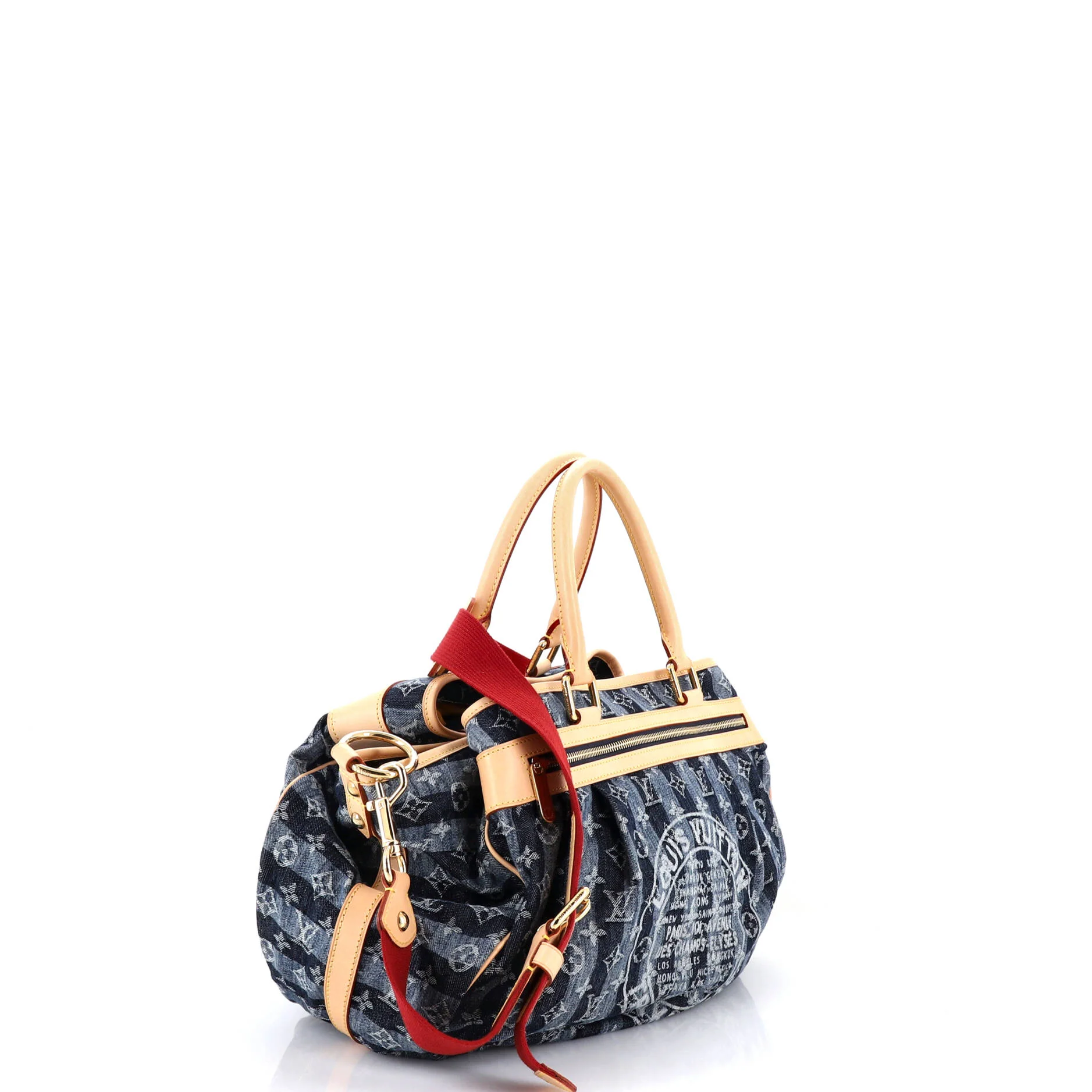 Porte Epaule Raye Handbag Striped Monogram Denim GM - Image 2
