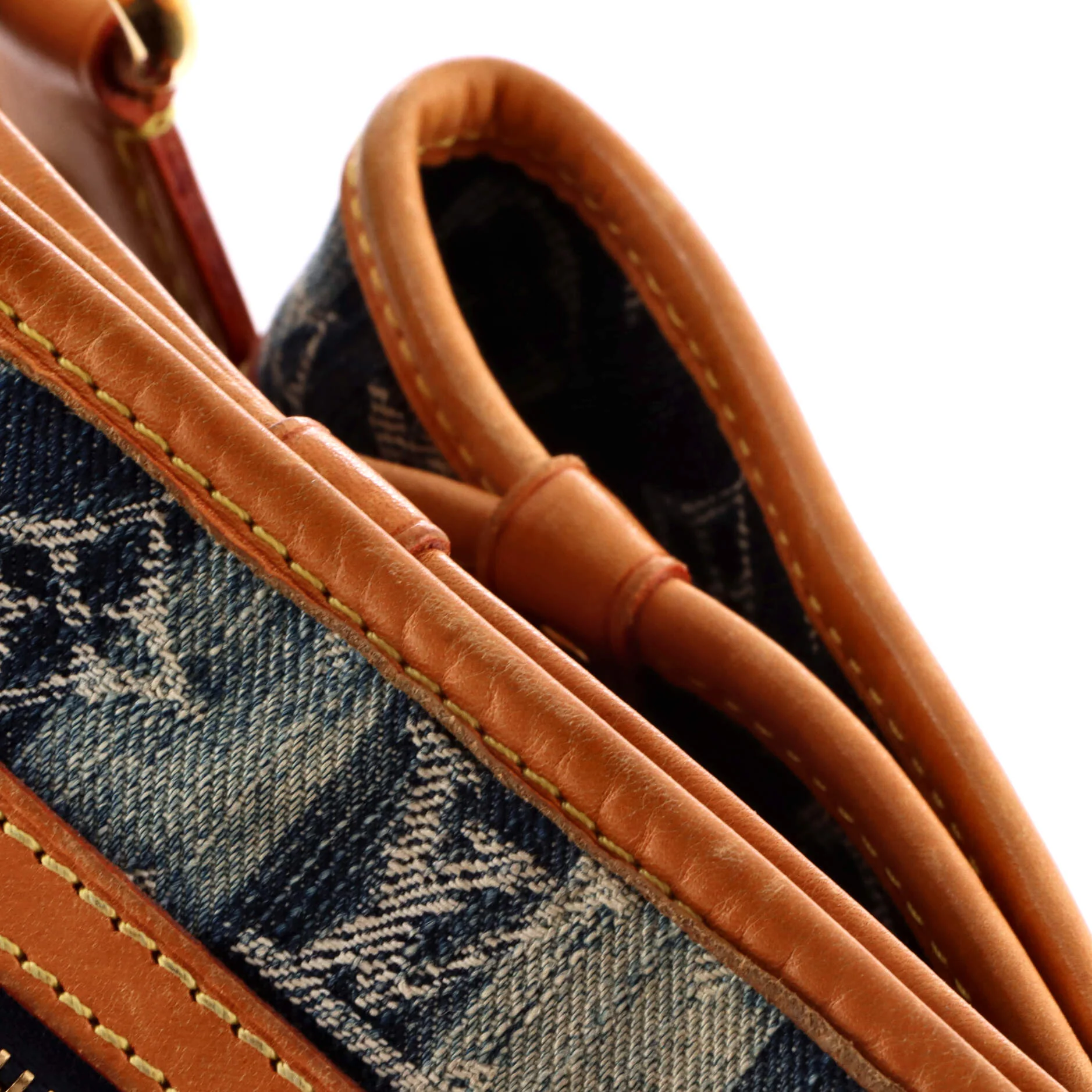 Porte Epaule Raye Handbag Striped Monogram Denim MM - Image 7