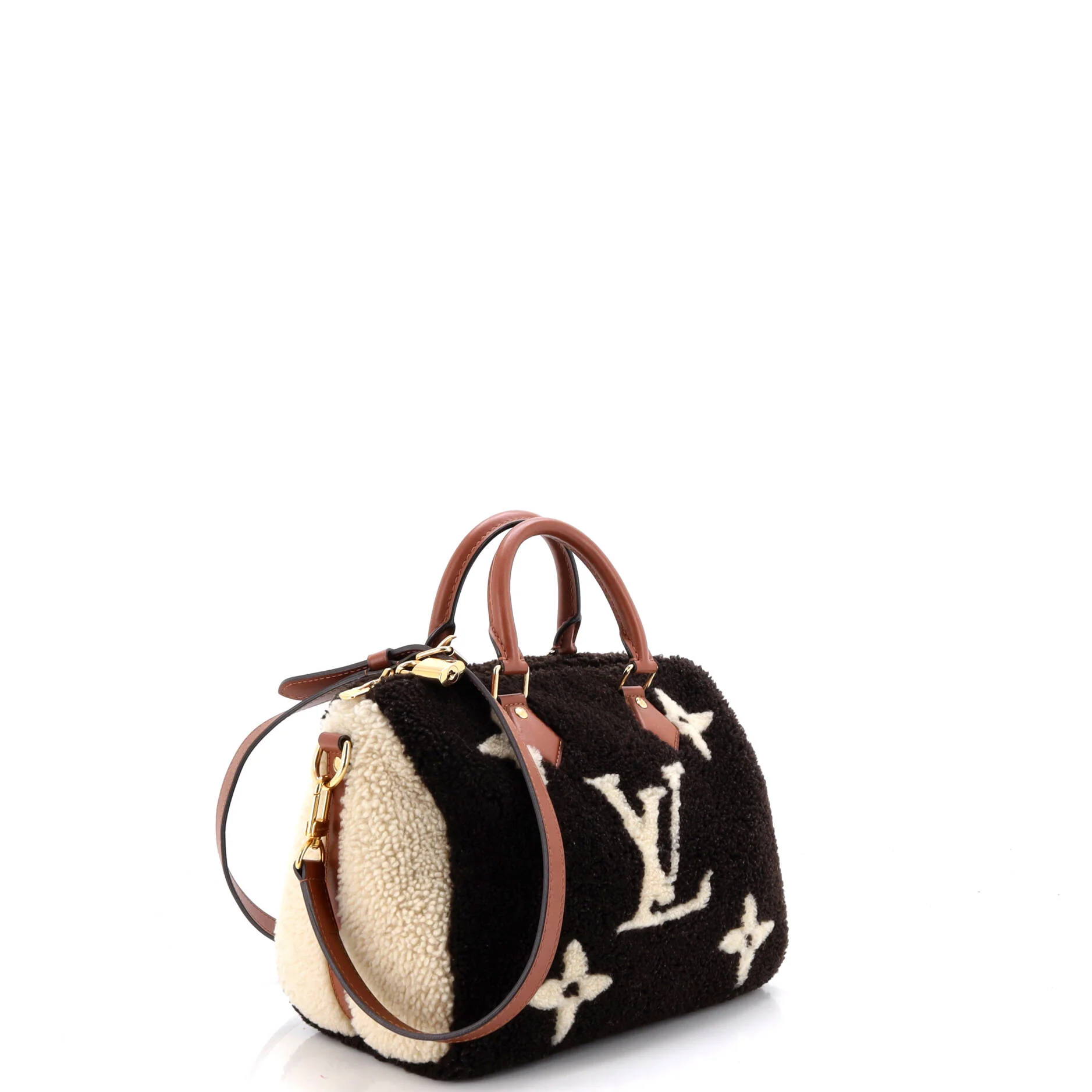 Speedy Bandouliere Bag Monogram Giant Teddy Fleece 25 - Image 2