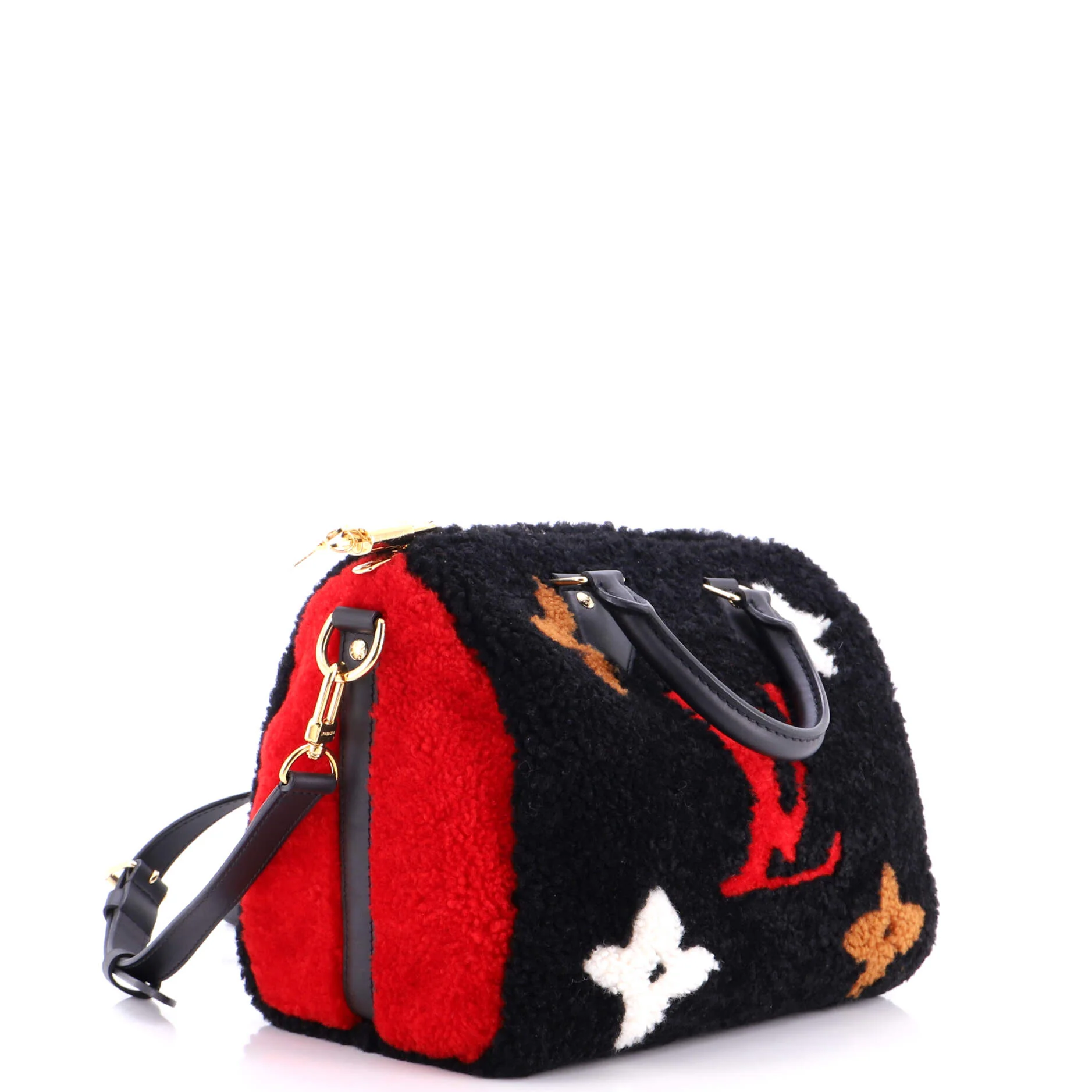 Speedy Bandouliere Bag Monogram Giant Teddy Fleece 25 - Image 2