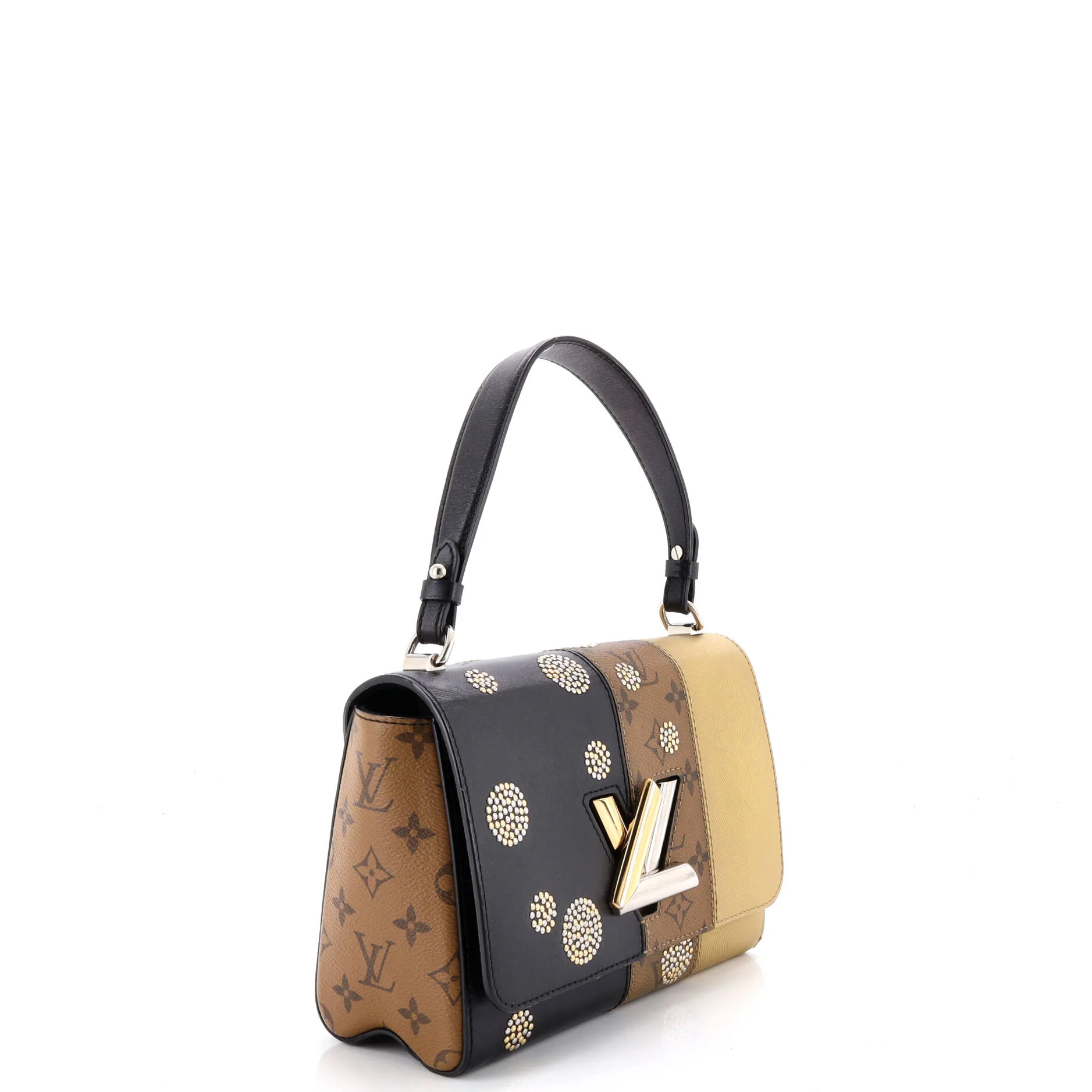 Twist Handbag Limited Edition Studded Reverse Monogram Canvas and Leather MM - Image 2