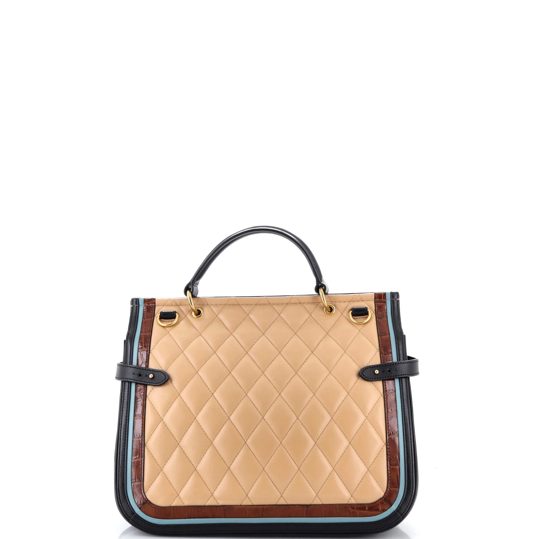 Amberley Satchel Quilted Leather with Crocodile Embossed Leather Large - Image 3