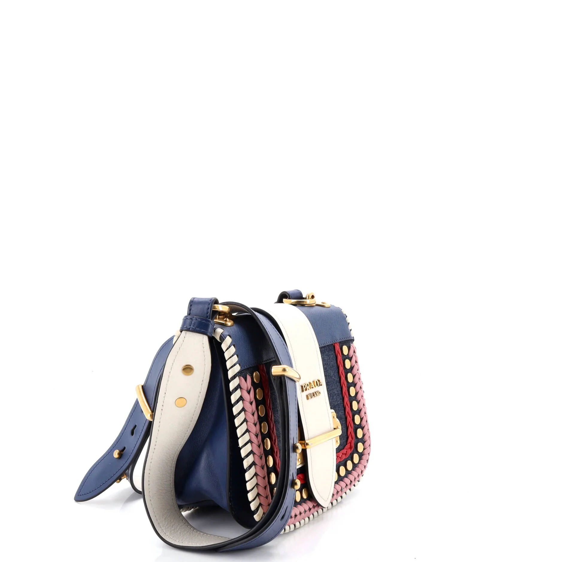 Cahier Crossbody Bag Embellished Denim and Leather Small - Image 2