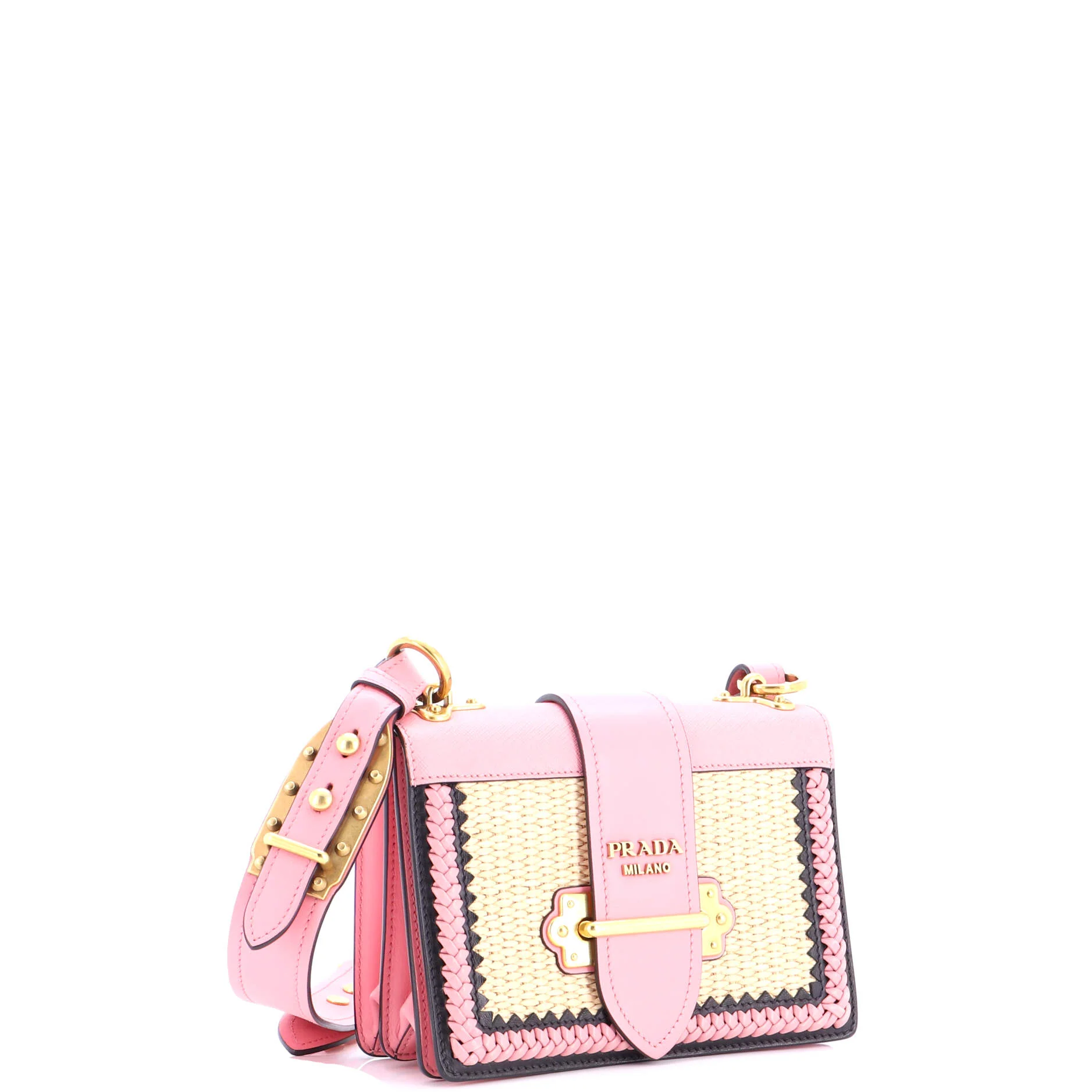Cahier Crossbody Bag Leather and Straw Small - Image 2
