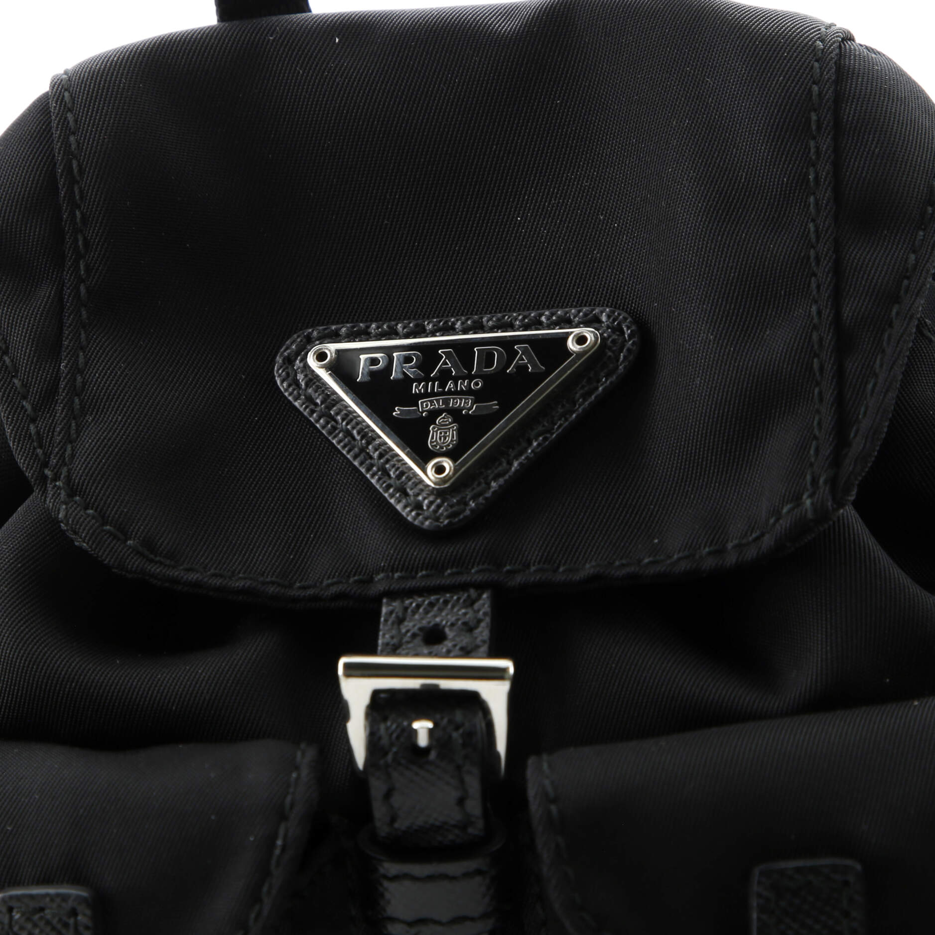 Double Pocket Backpack Chain Shoulder Bag Re-Nylon Mini - Image 11