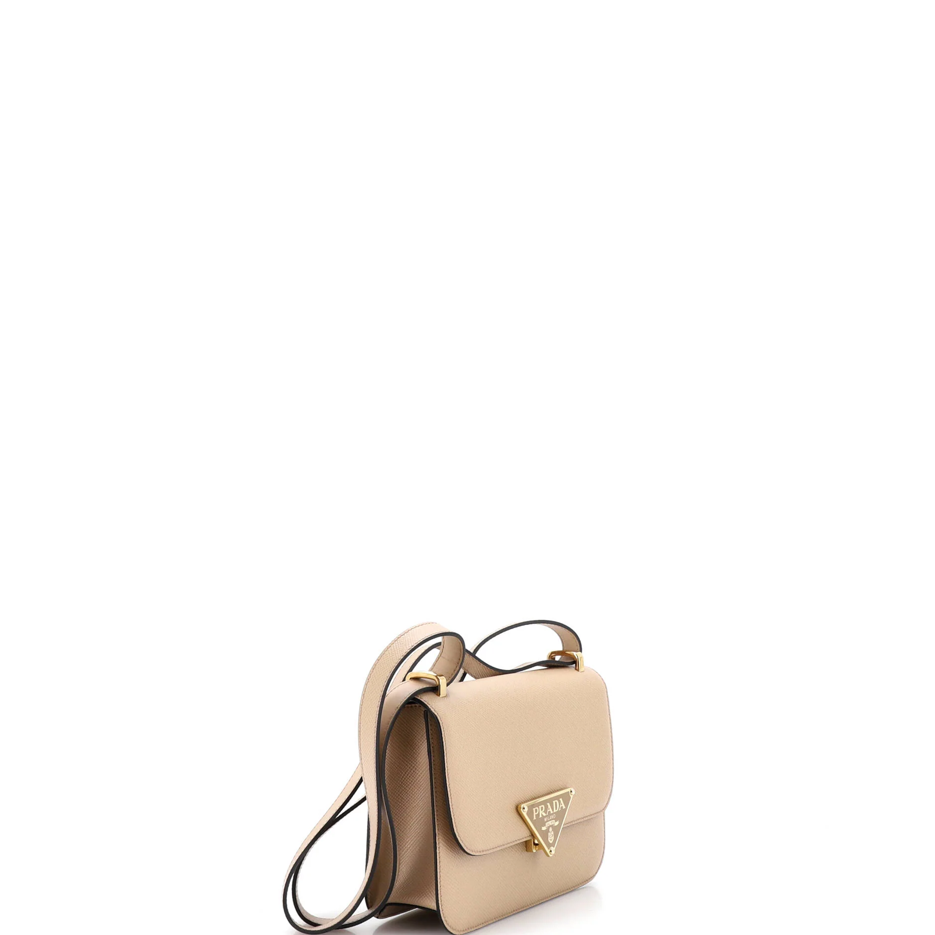 Embleme Triangle Logo Flap Bag Saffiano Leather Small - Image 2
