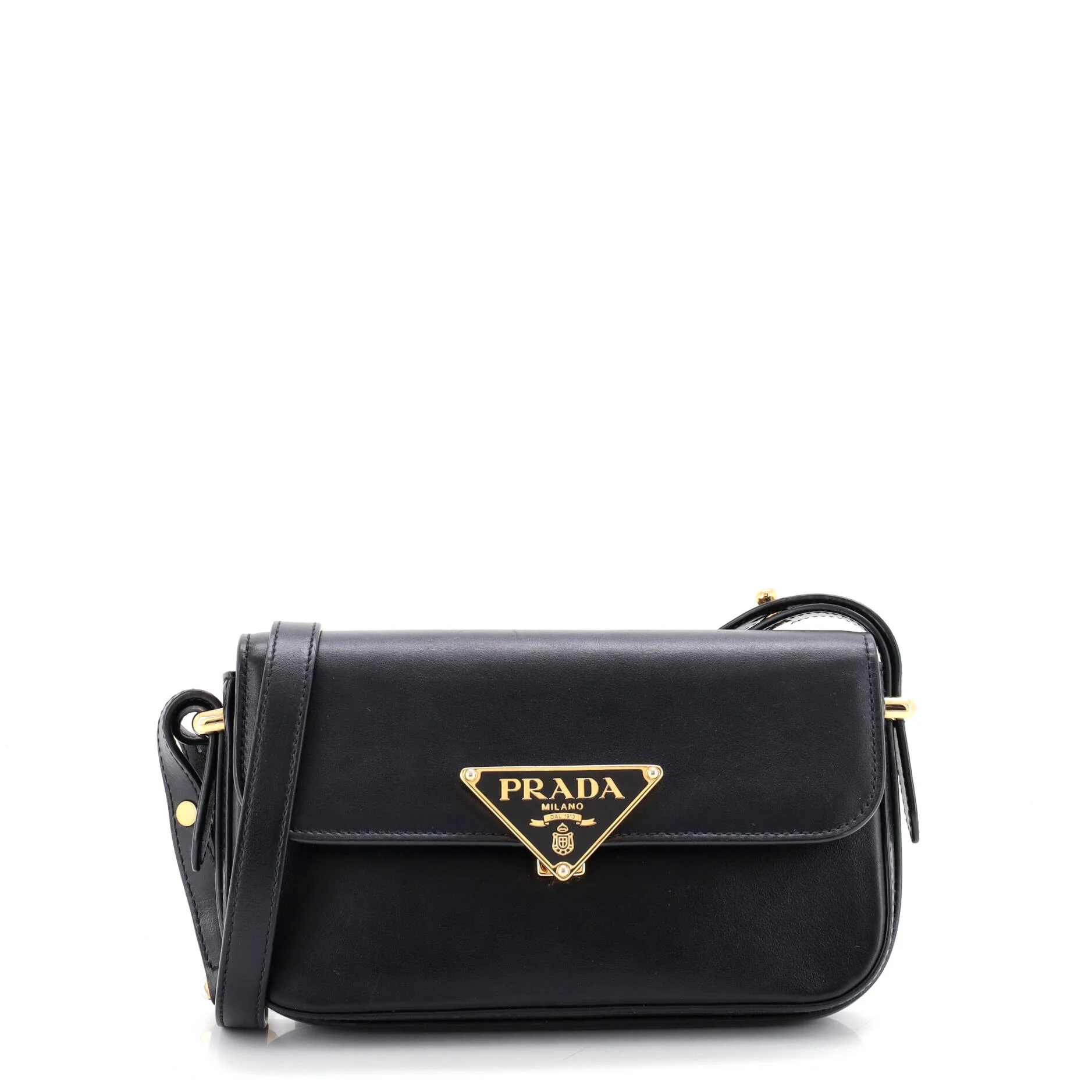 Embleme Triangle Logo Flap Bag Soft Calfskin East West
