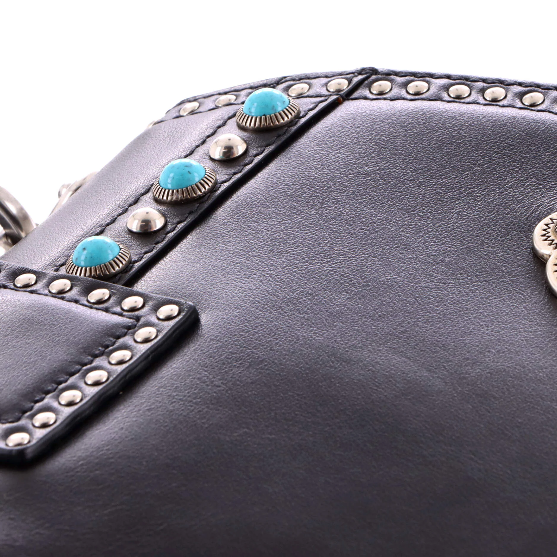Folk Saddle Shoulder Bag Embellished Leather with Fringe Medium - Image 6